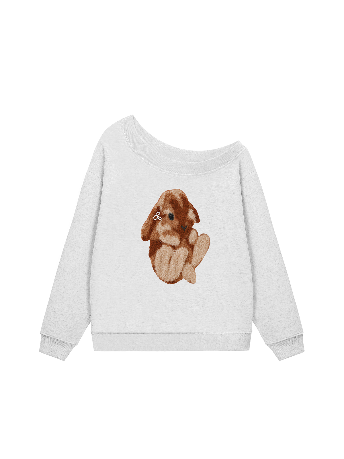 Áo Sweater Lệch Vai Nỉ Hai Da Cute Bunny