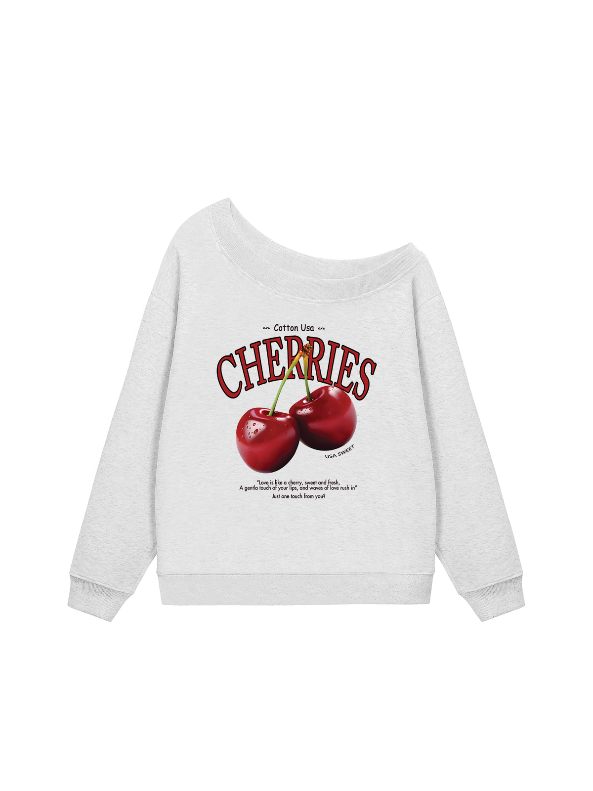 Áo Sweater Lệch Vai Nỉ Hai Da Tropical Cherries Sweet