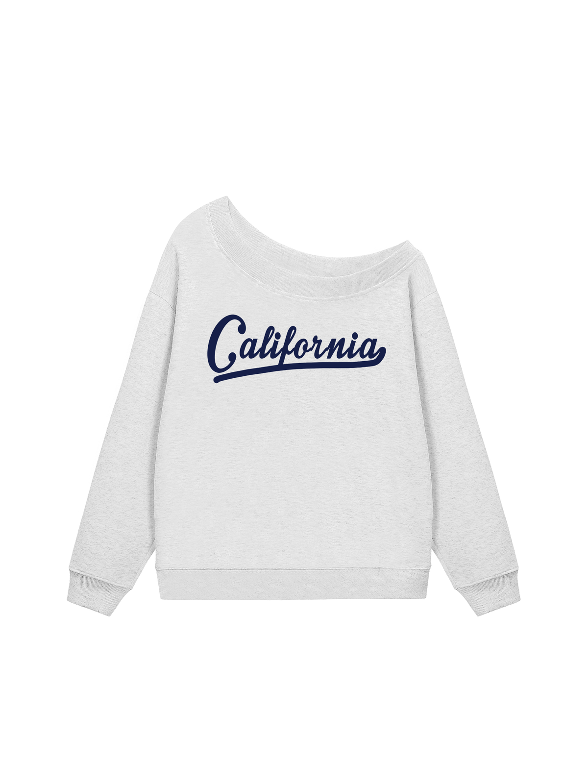 Áo Sweater Lệch Vai Nỉ Hai Da USA Califorinia Blue