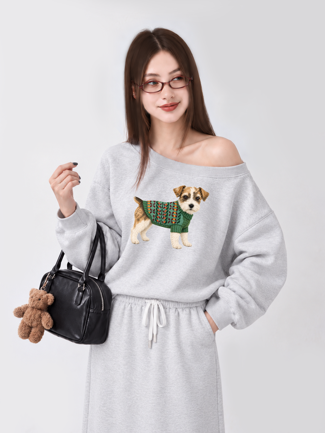 Áo Sweater Lệch Vai Nỉ Hai Da Little Buddy