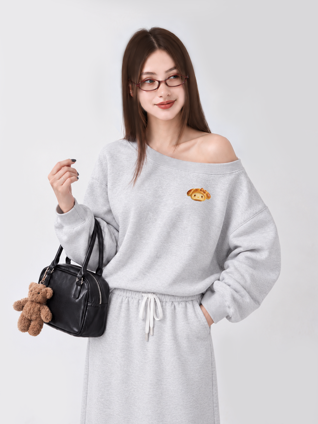 Áo Sweater Lệch Vai Nỉ Hai Da Bready Cutie