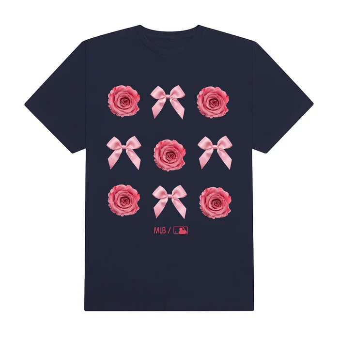 Flash Sale MLB Floral Pink Rose Ribbon T-Shirt