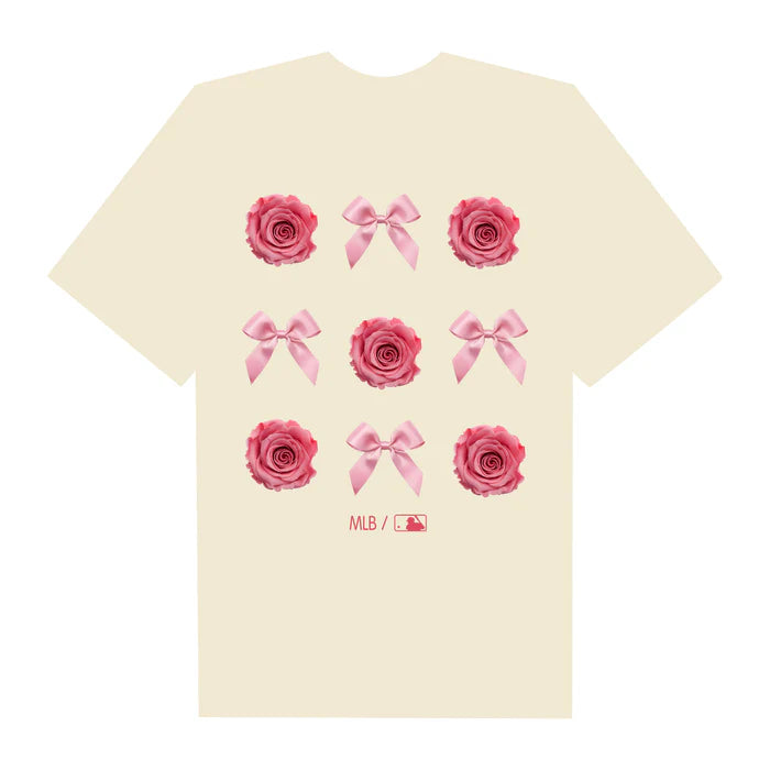 Flash Sale MLB Floral Pink Rose Ribbon T-Shirt