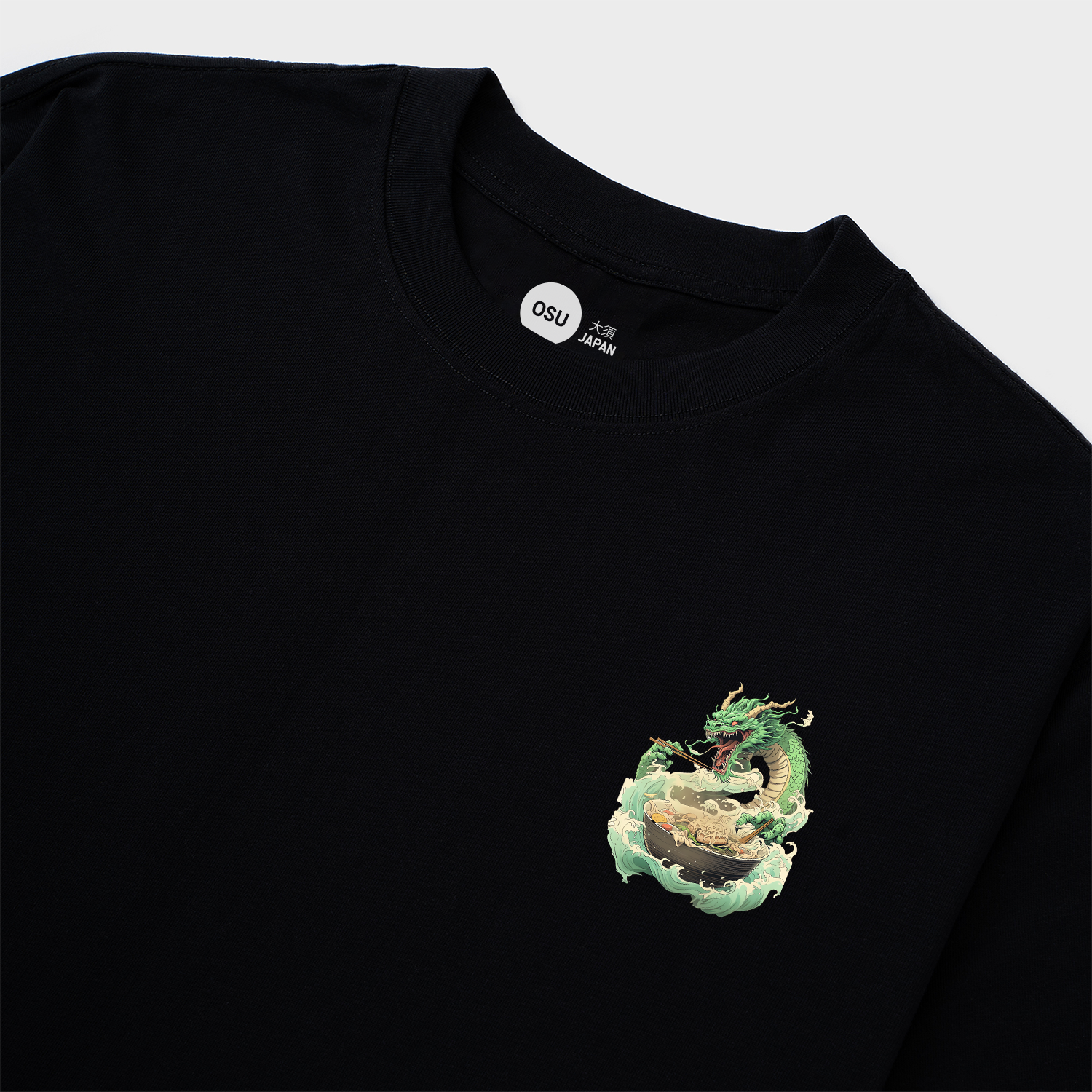 DRAGON EATING RAMEN NEO JAPANESE TRADI T-SHIRT / ĐEN