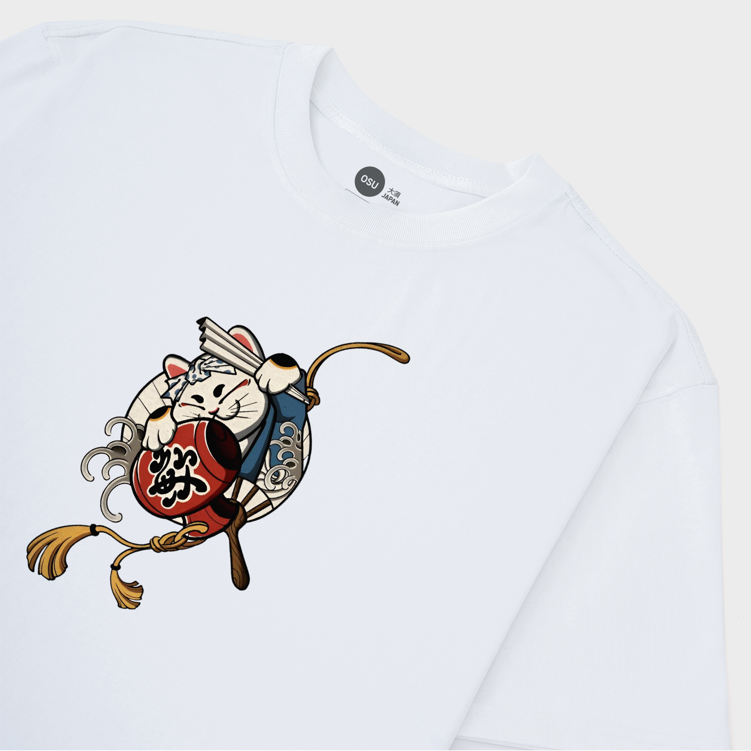 JAPANESE LUCKY CAT CUTE T-SHIRT / TRẮNG