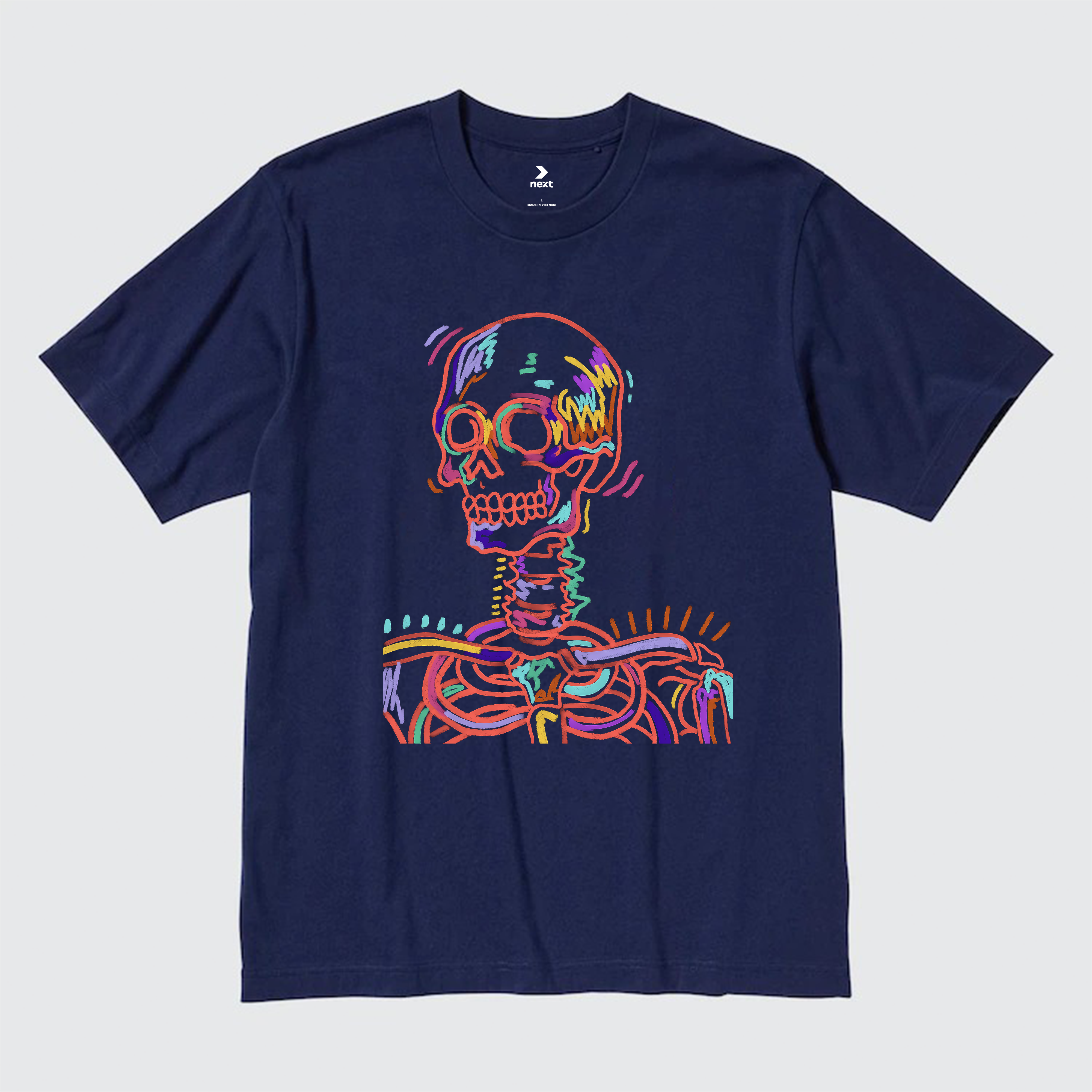 SKULL NEON T-SHIRT / NAVY