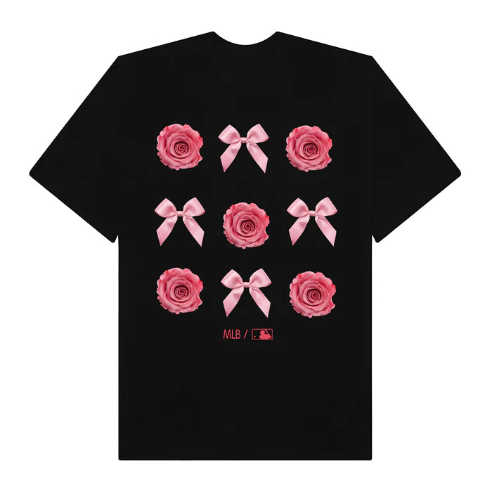 Flash Sale MLB Floral Pink Rose Ribbon T-Shirt