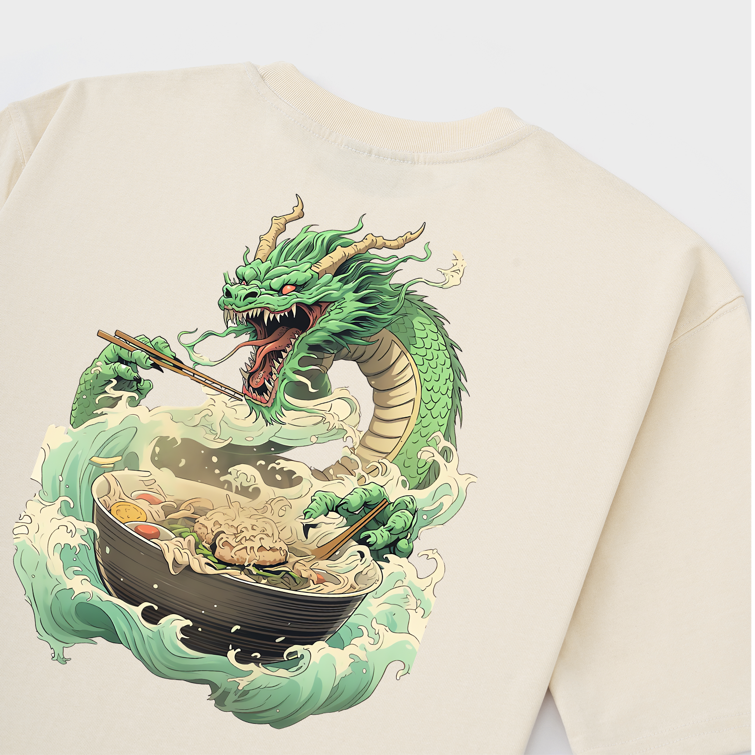 DRAGON EATING RAMEN NEO JAPANESE TRADI T-SHIRT / KEM