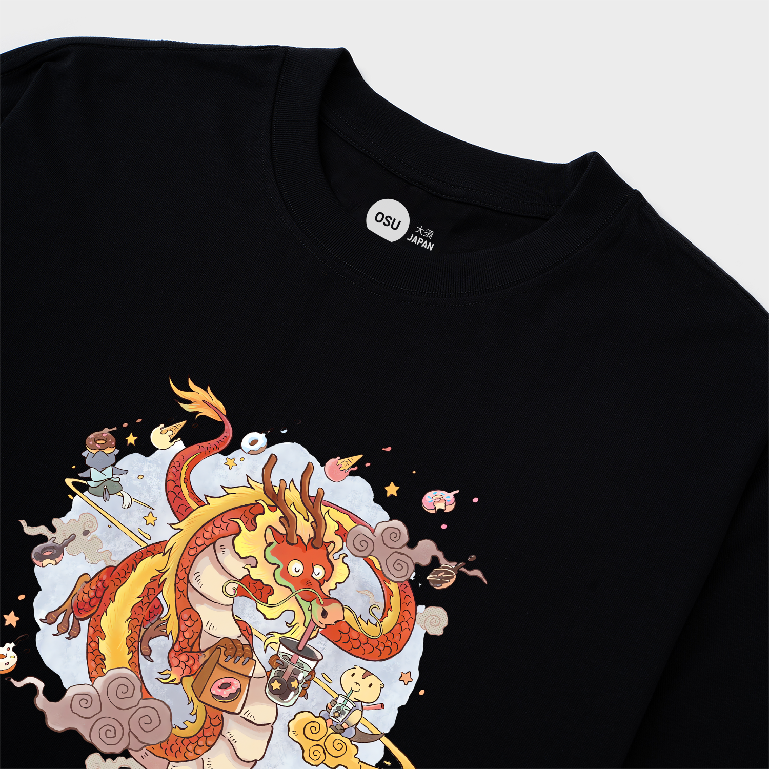 JAPANESE DRAGON CUTE T-SHIRT / ĐEN