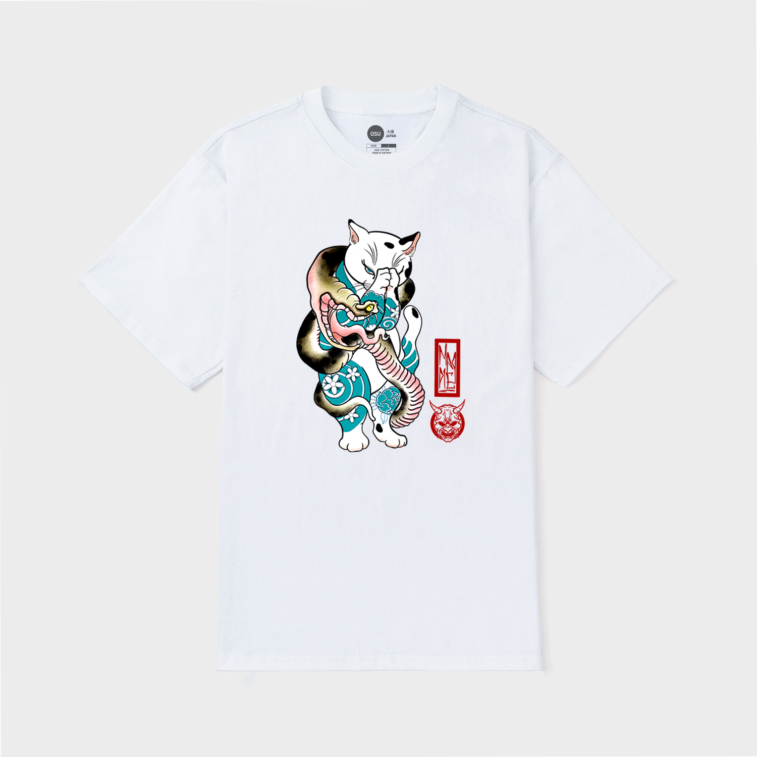 JAPAN CAT AND SNAKE T-SHIRT / TRẮNG