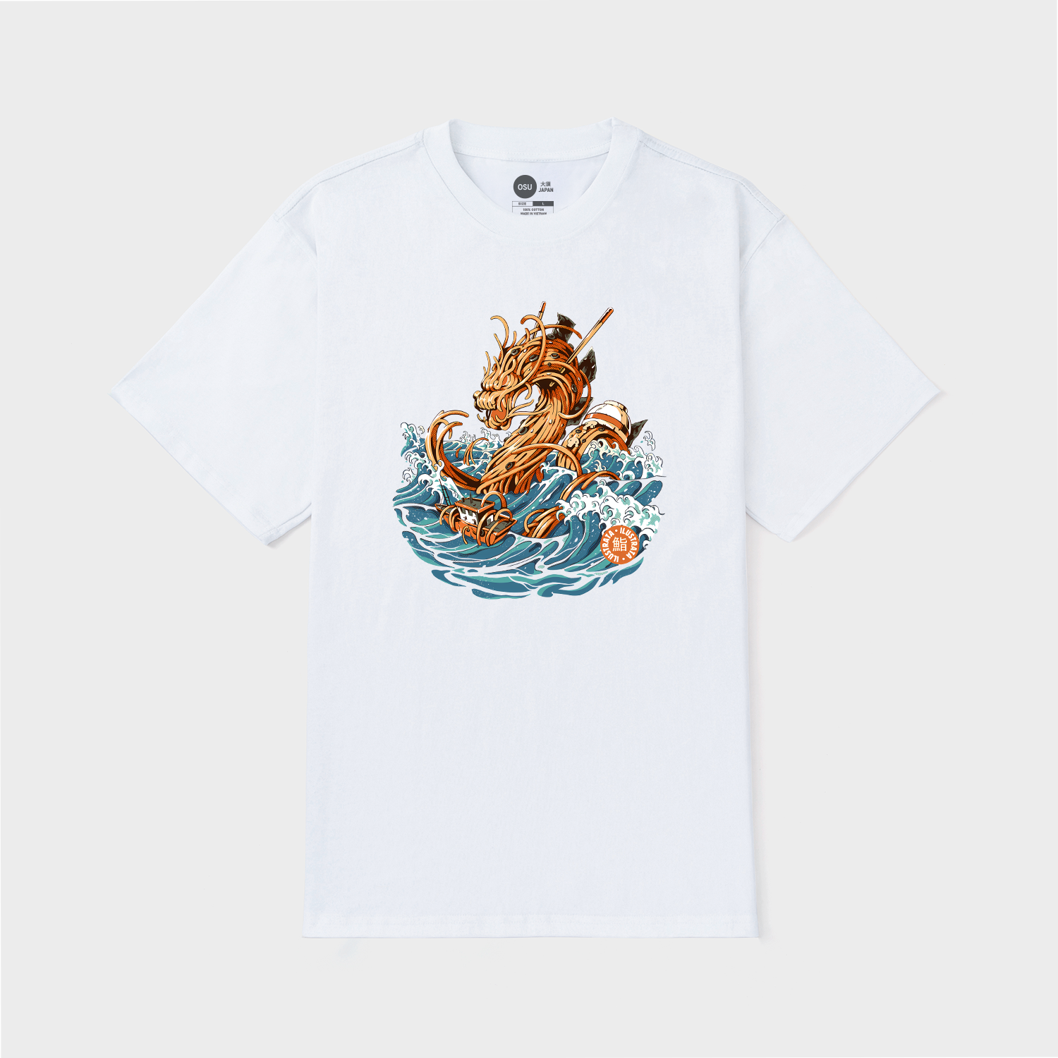 GREAT RAMEN DRAGON OFF KANAGAWA T-SHIRT / TRẮNG