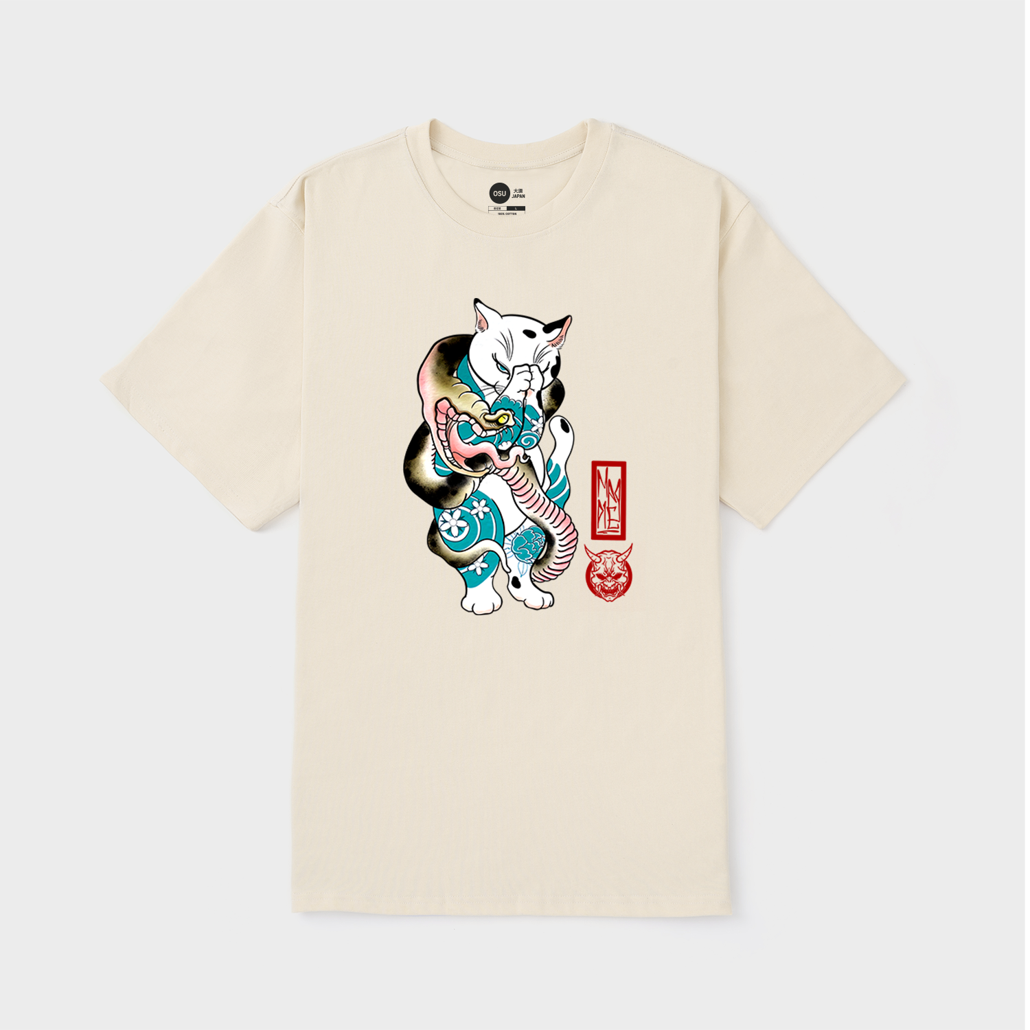 JAPAN CAT AND SNAKE T-SHIRT / KEM