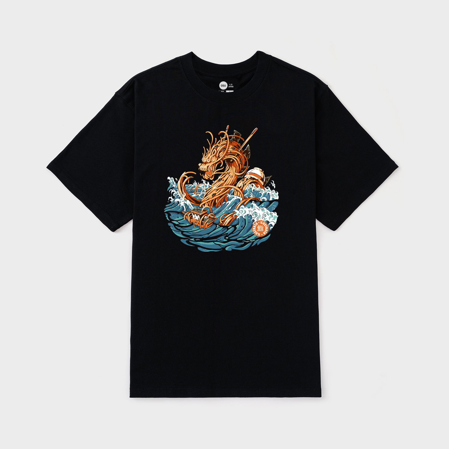 GREAT RAMEN DRAGON OFF KANAGAWA T-SHIRT / ĐEN