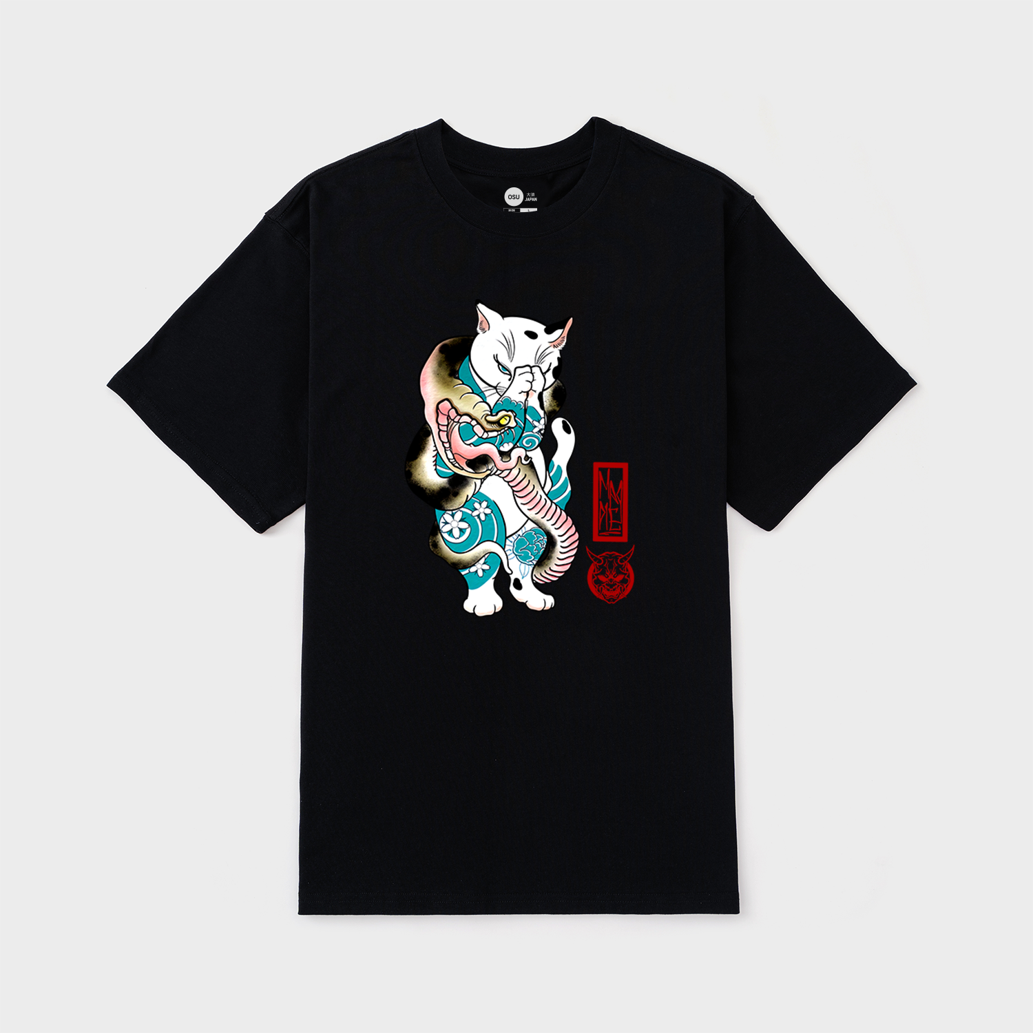 JAPAN CAT AND SNAKE T-SHIRT / ĐEN