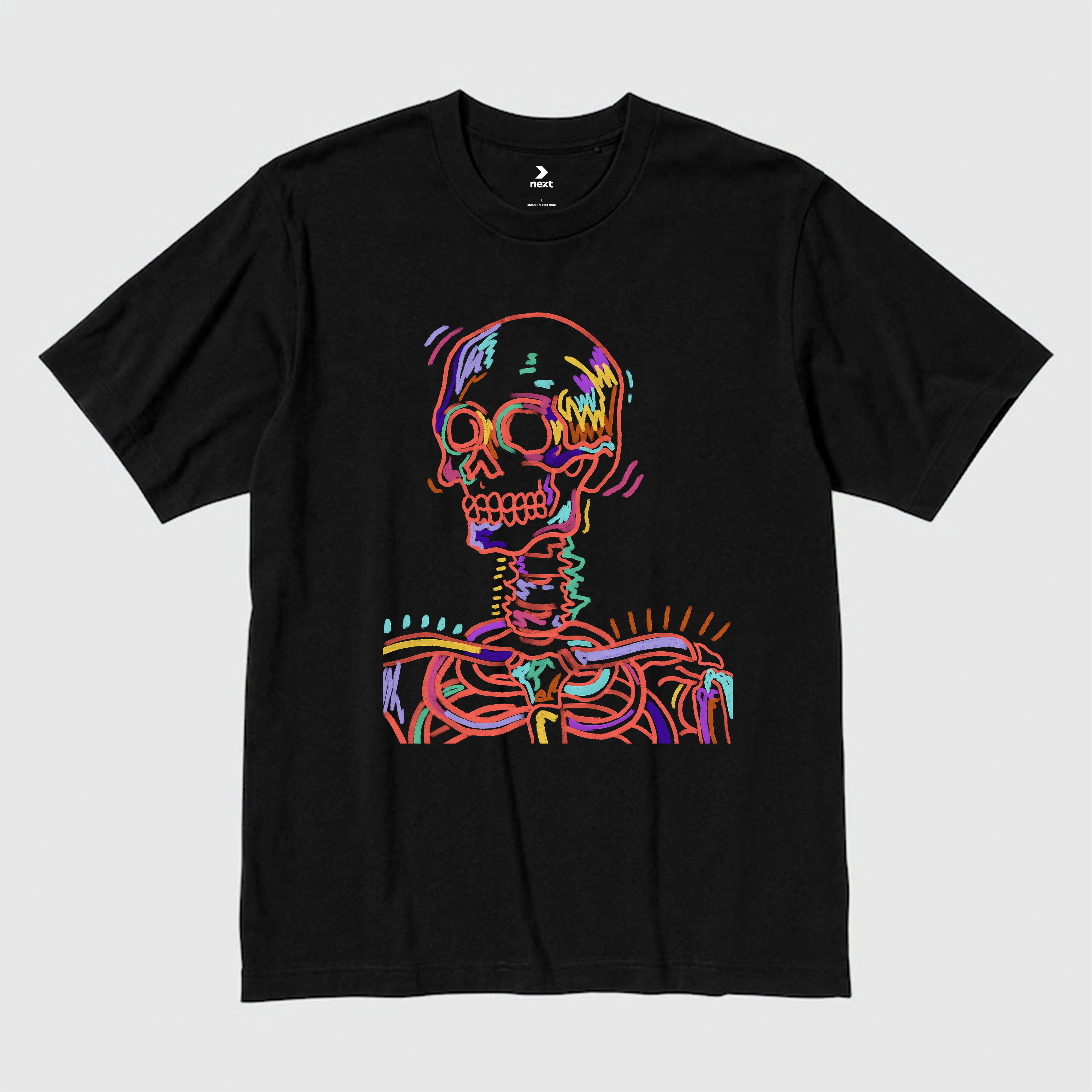 SKULL NEON T-SHIRT / ĐEN