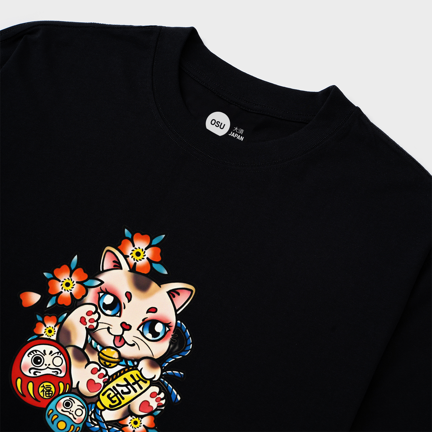 JAPANESE LUCKY CAT T-SHIRT / ĐEN