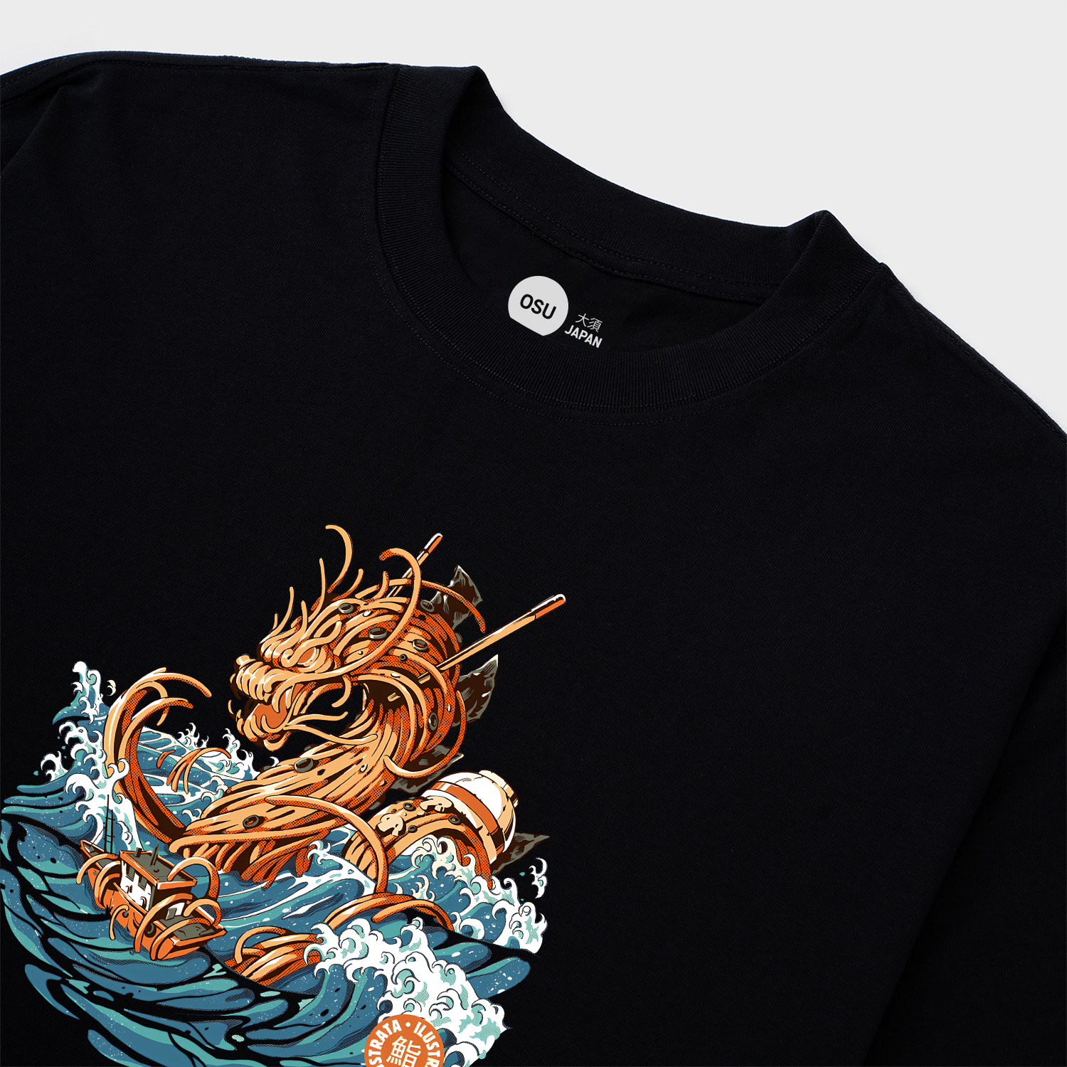 GREAT RAMEN DRAGON OFF KANAGAWA T-SHIRT / ĐEN