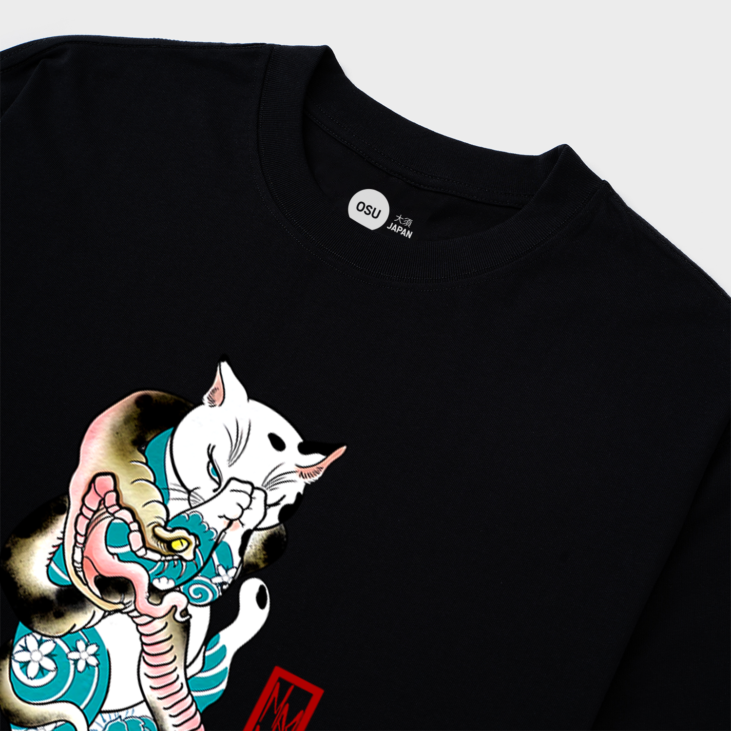 JAPAN CAT AND SNAKE T-SHIRT / ĐEN