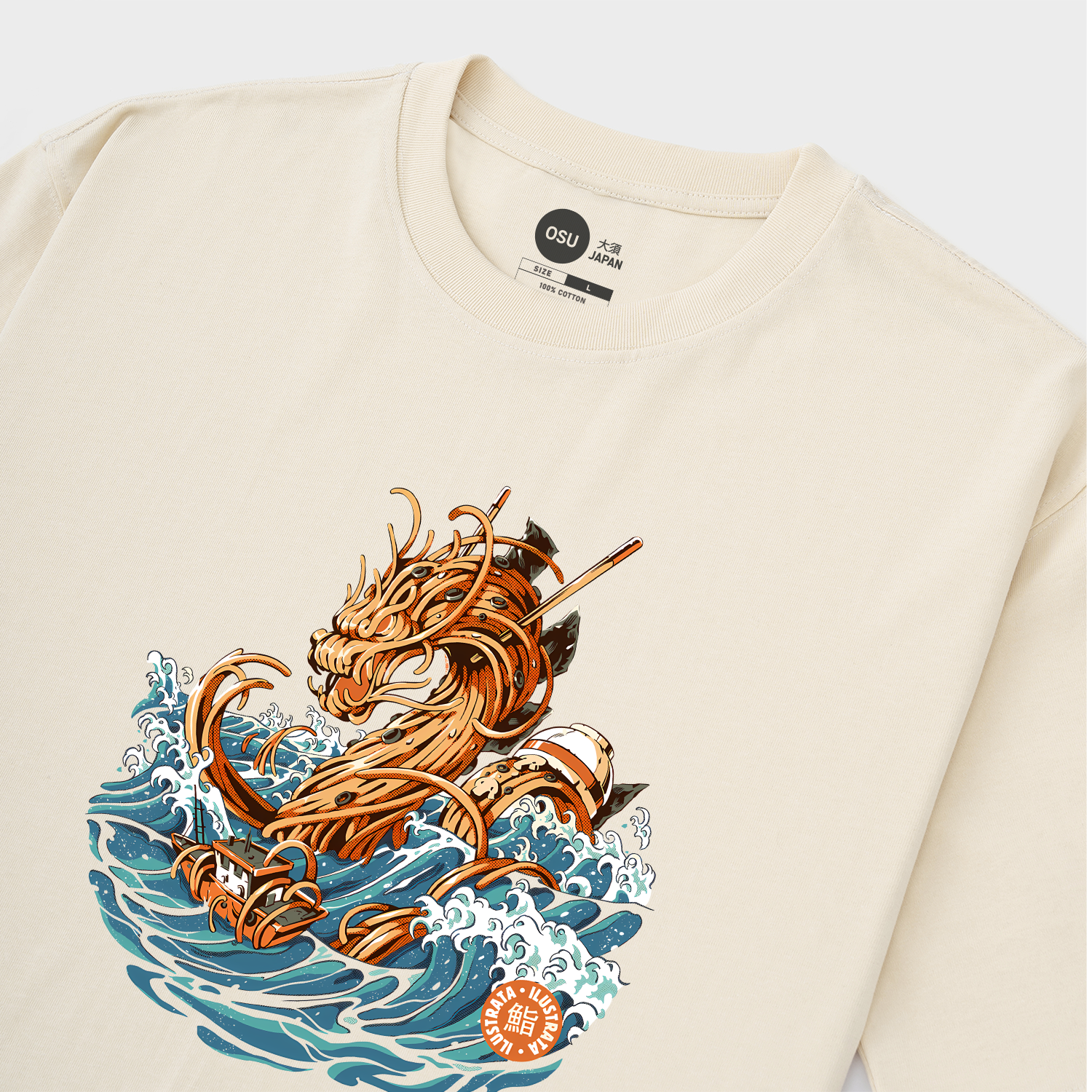 GREAT RAMEN DRAGON OFF KANAGAWA T-SHIRT / KEM