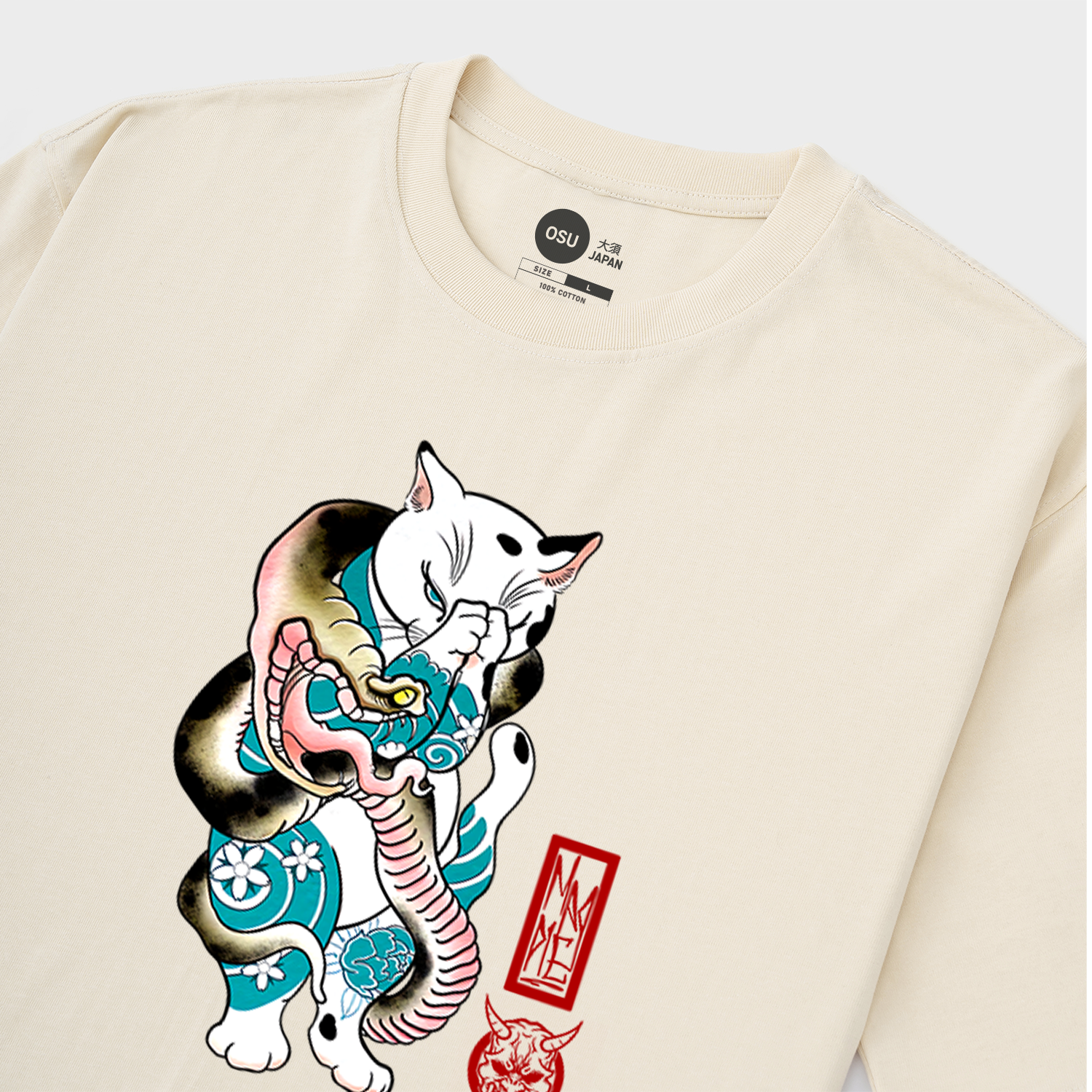 JAPAN CAT AND SNAKE T-SHIRT / KEM