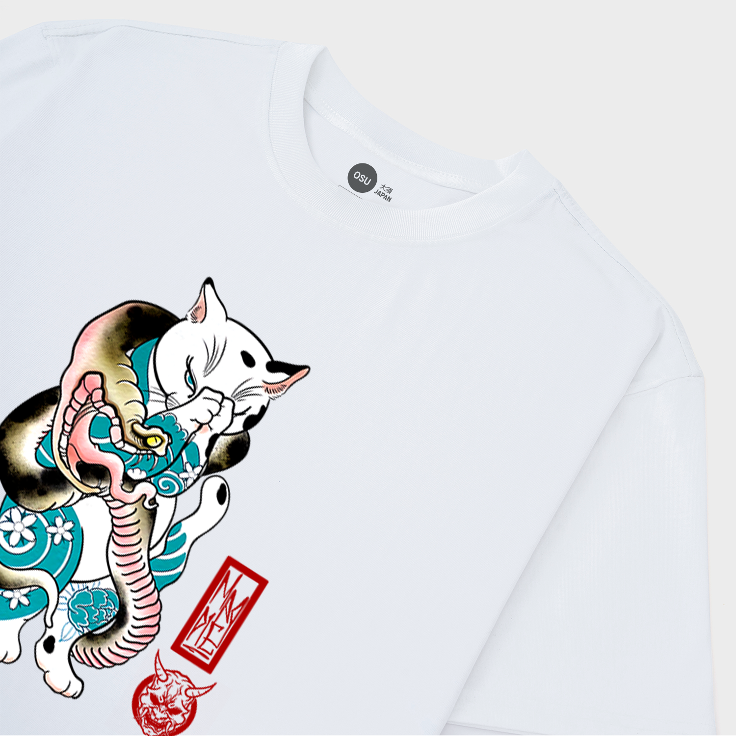 JAPAN CAT AND SNAKE T-SHIRT / TRẮNG