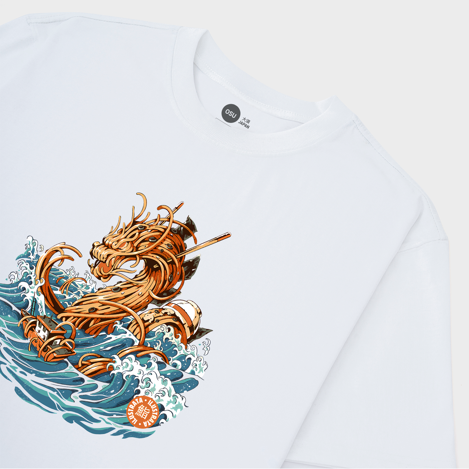 GREAT RAMEN DRAGON OFF KANAGAWA T-SHIRT / TRẮNG