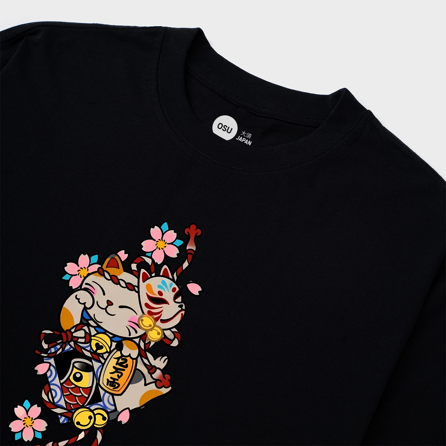 JAPANESE LUCKY CAT BABY T-SHIRT / ĐEN