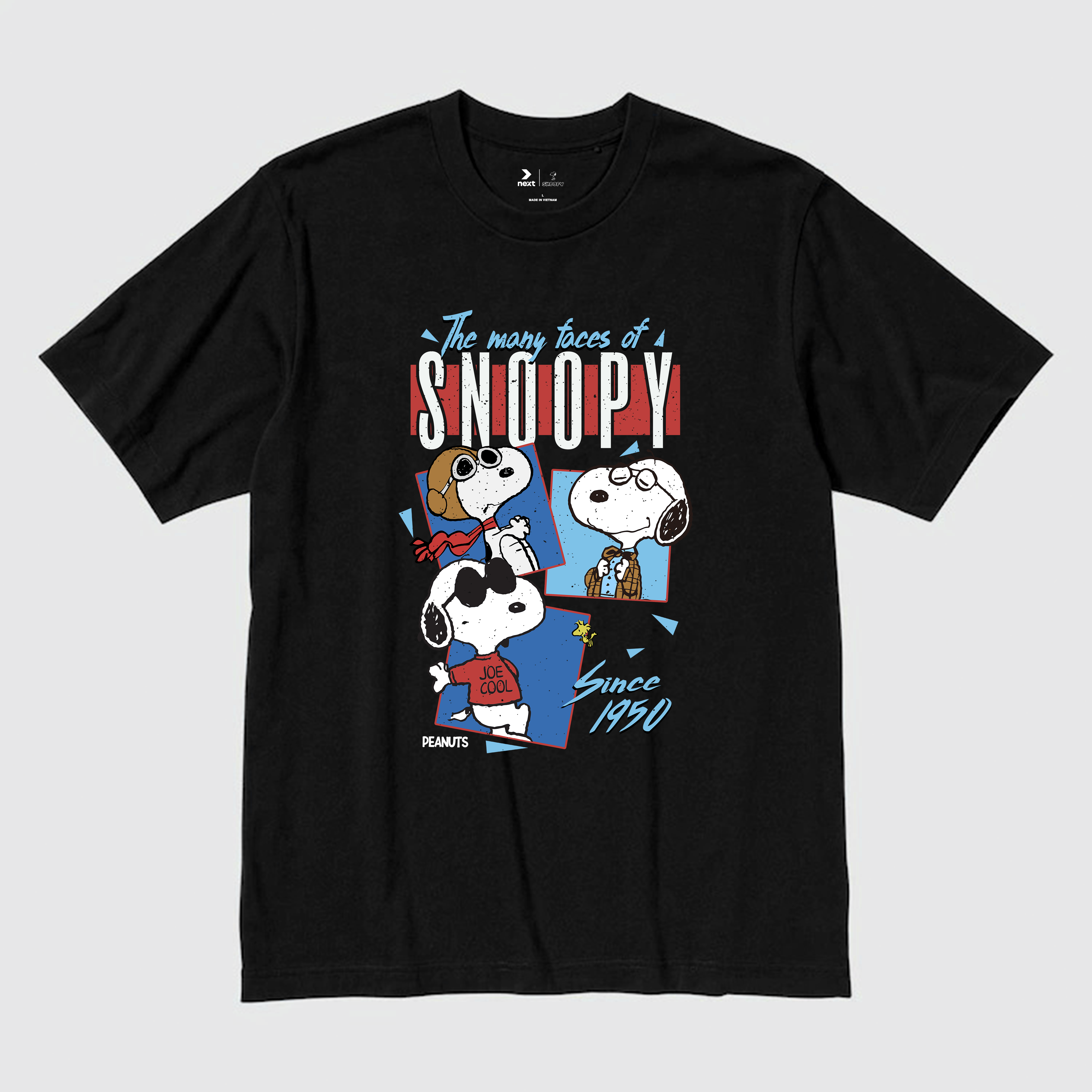 SNOOPY THE MANY FACES OF T-SHIRT / ĐEN