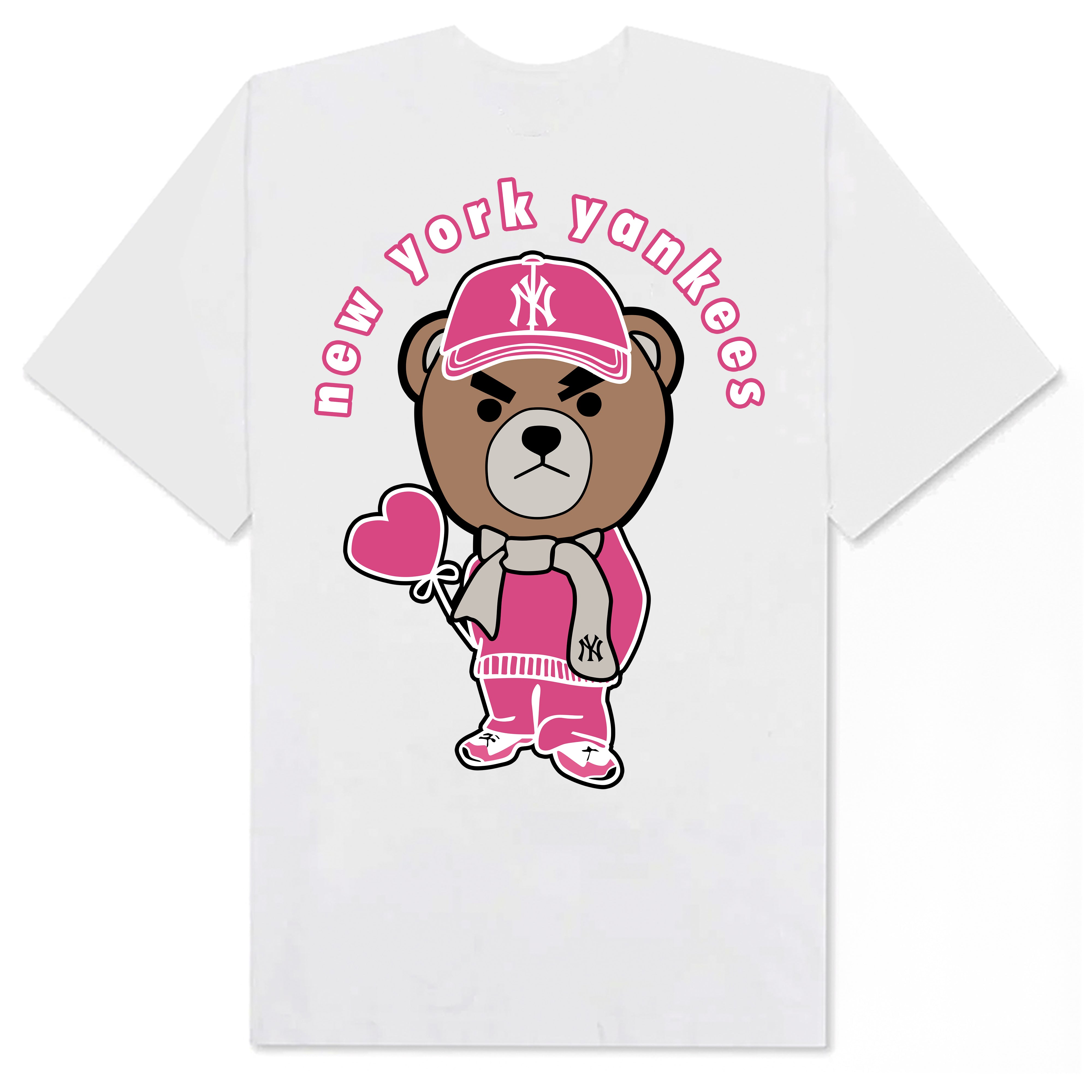 MLB New York Yankees Bear Heart Pink T-Shirt