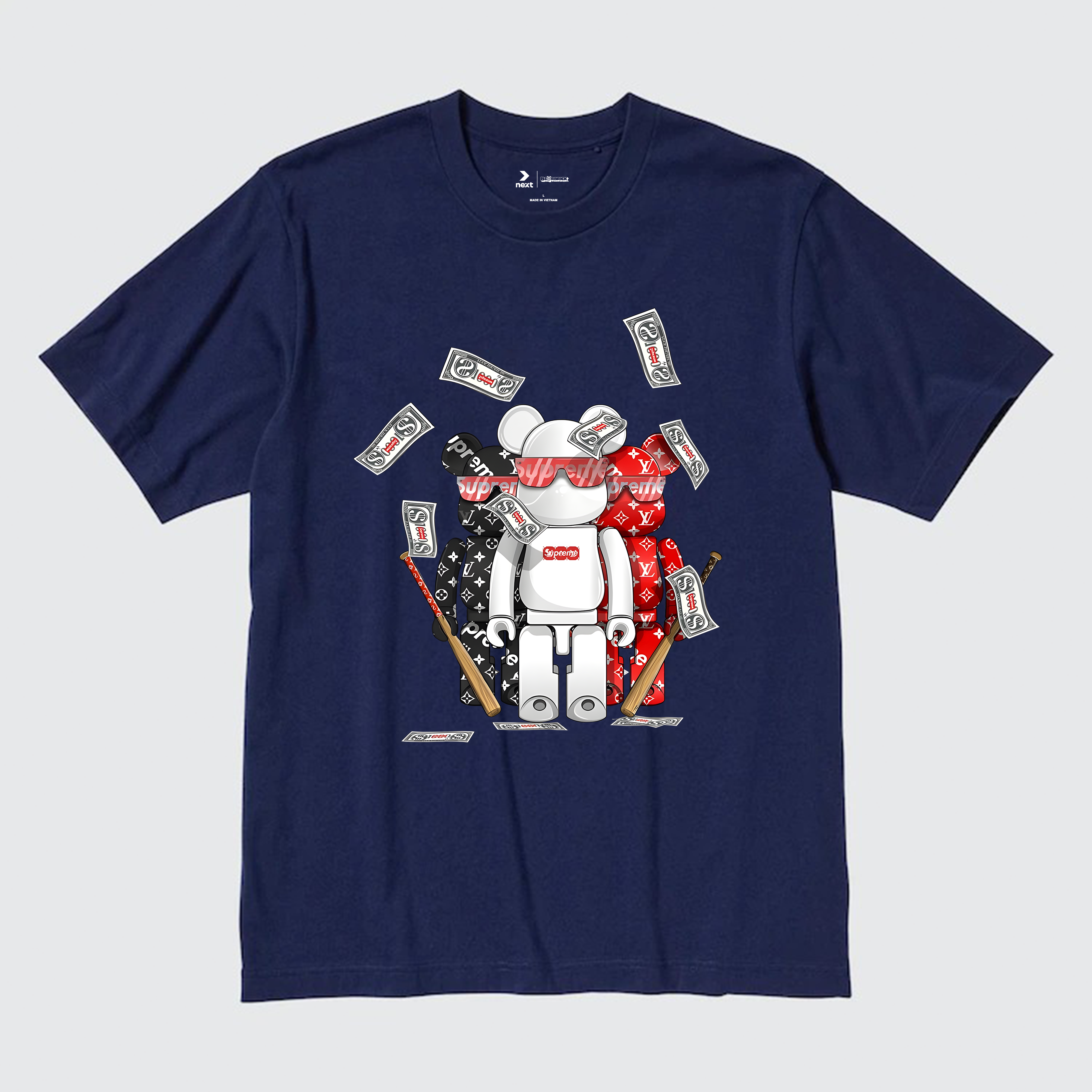 SUPREME BEARBRICK MONEY T-SHIRT / NAVY