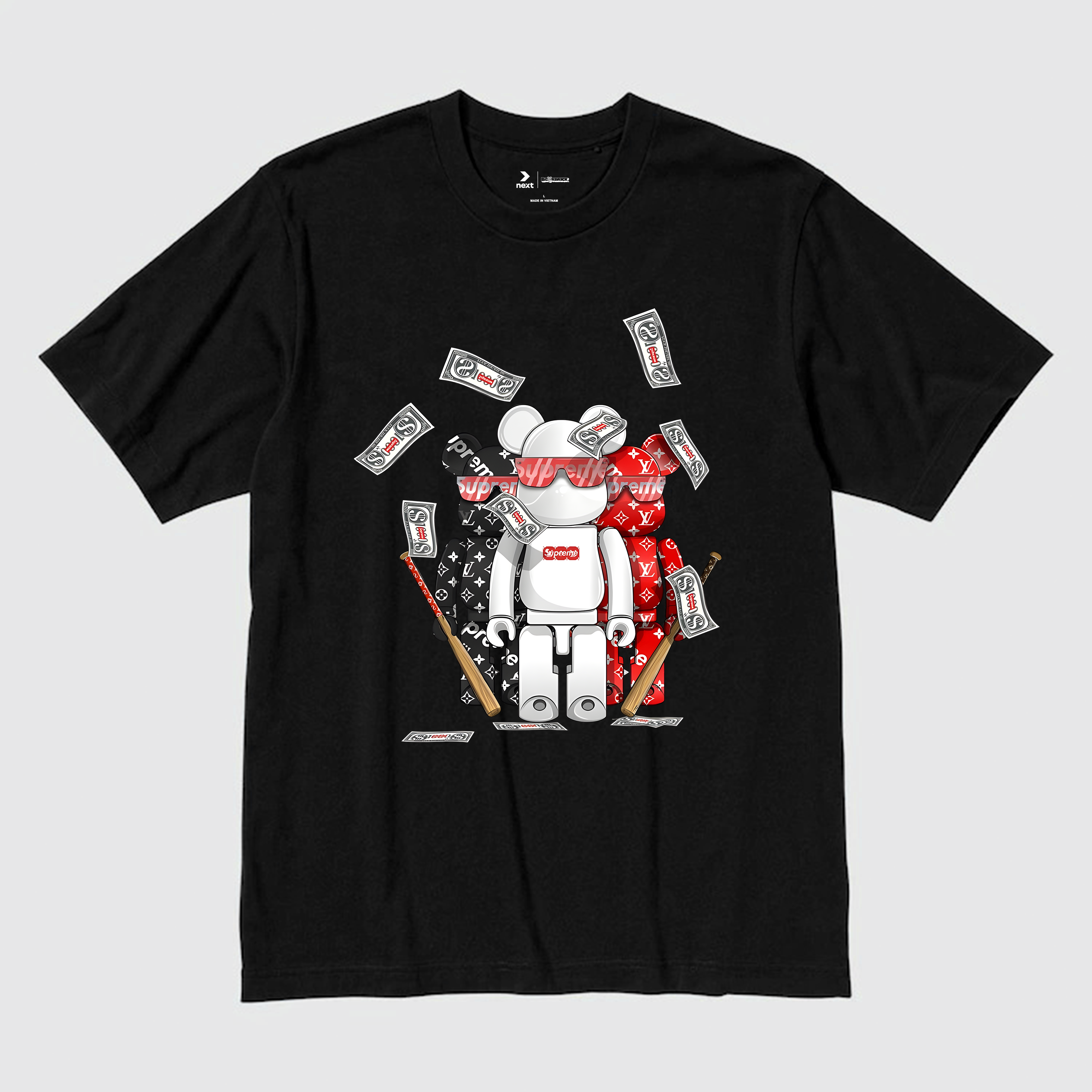 SUPREME BEARBRICK MONEY T-SHIRT / ĐEN