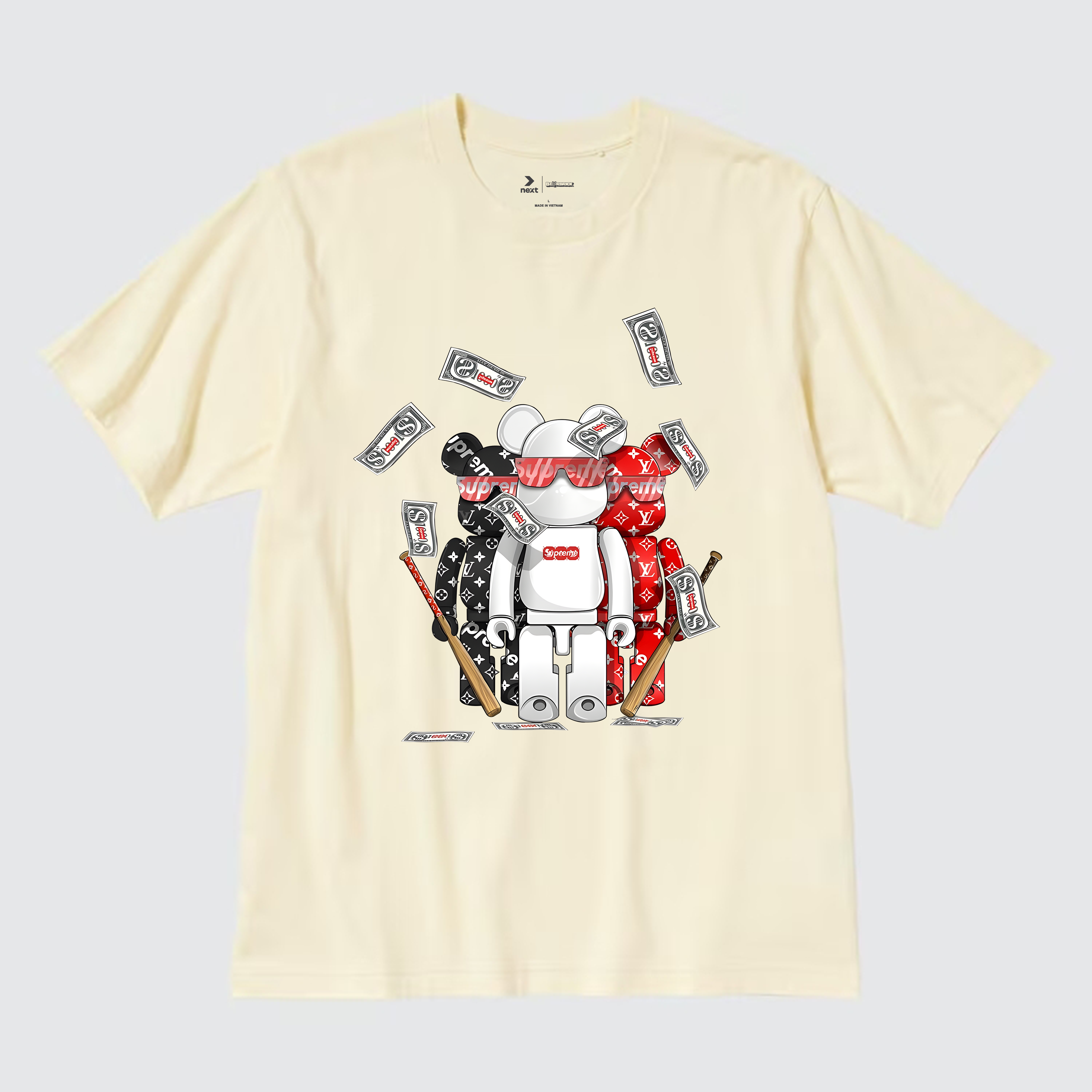 SUPREME BEARBRICK MONEY T-SHIRT / KEM