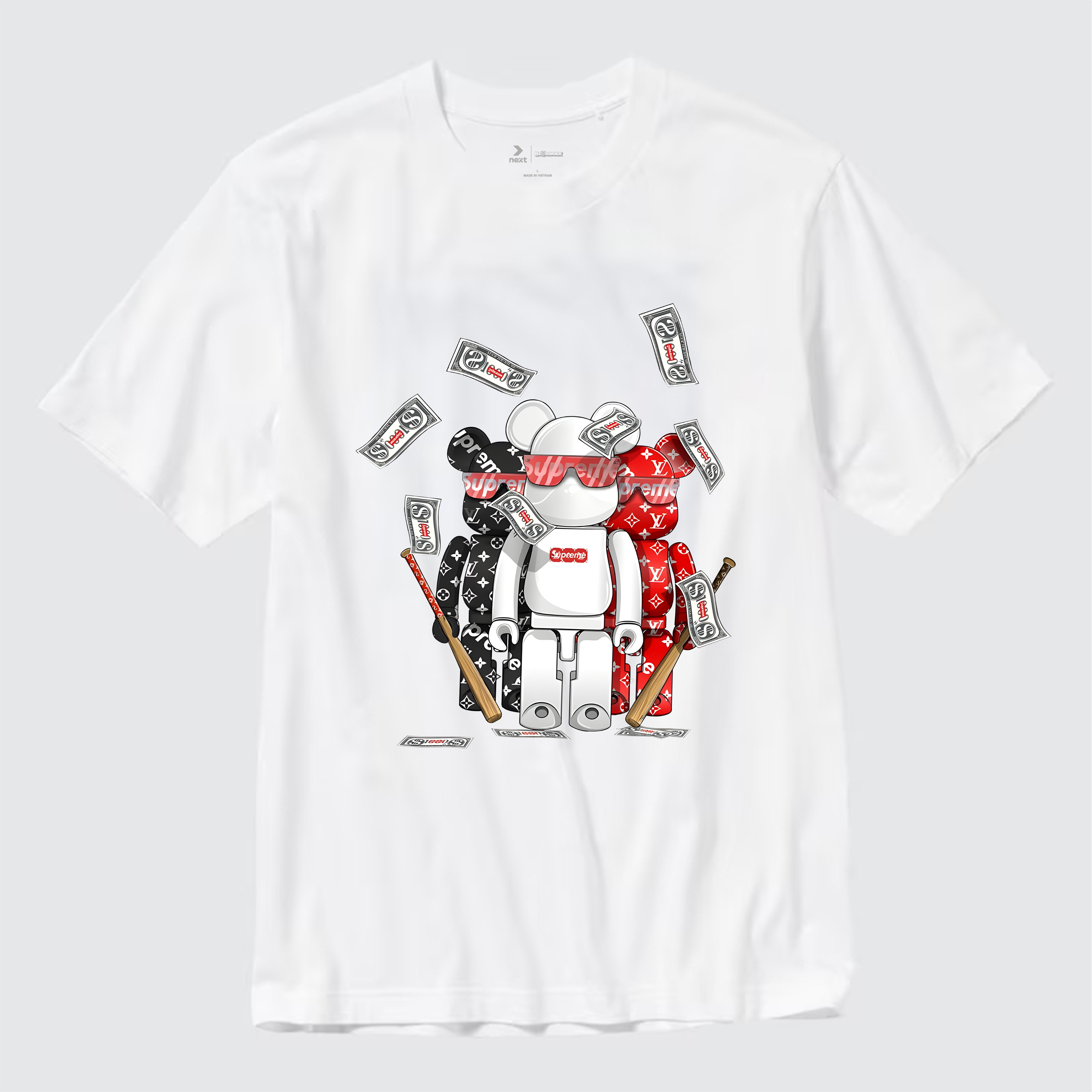 SUPREME BEARBRICK MONEY T-SHIRT / TRẮNG