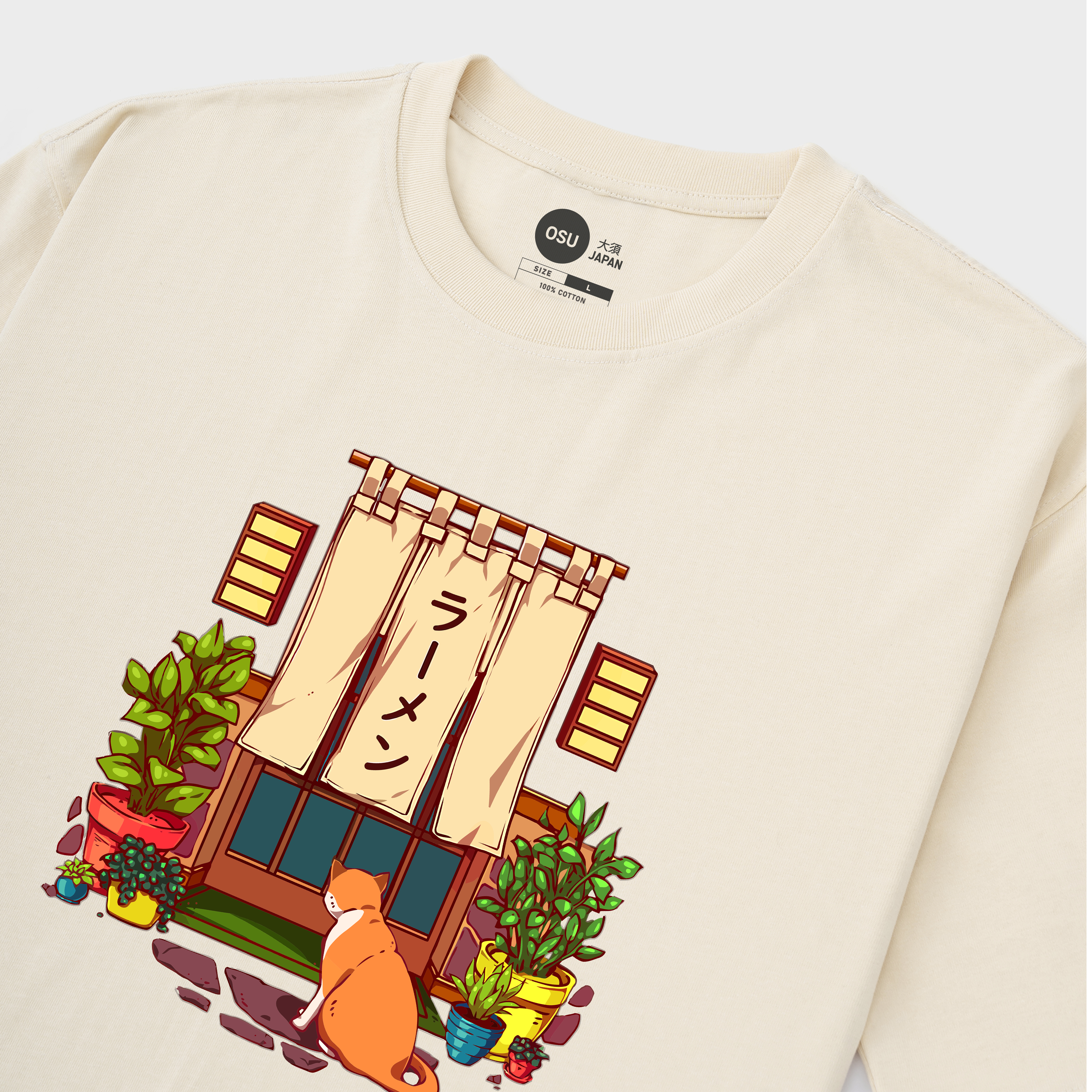 THE RED CAT AND THE JAPANESE RAMEN SHOP T-SHIRT / KEM