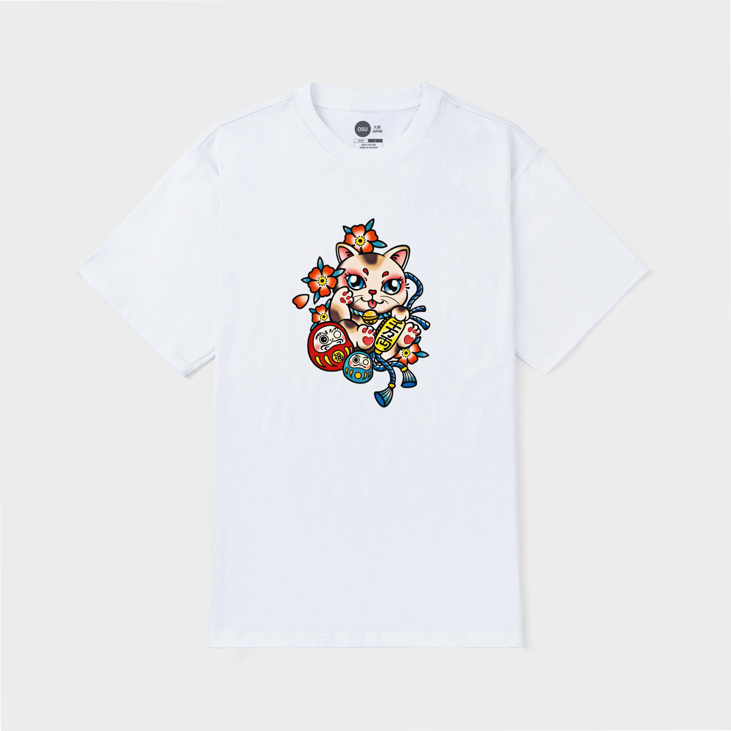 JAPANESE LUCKY CAT T-SHIRT / TRẮNG