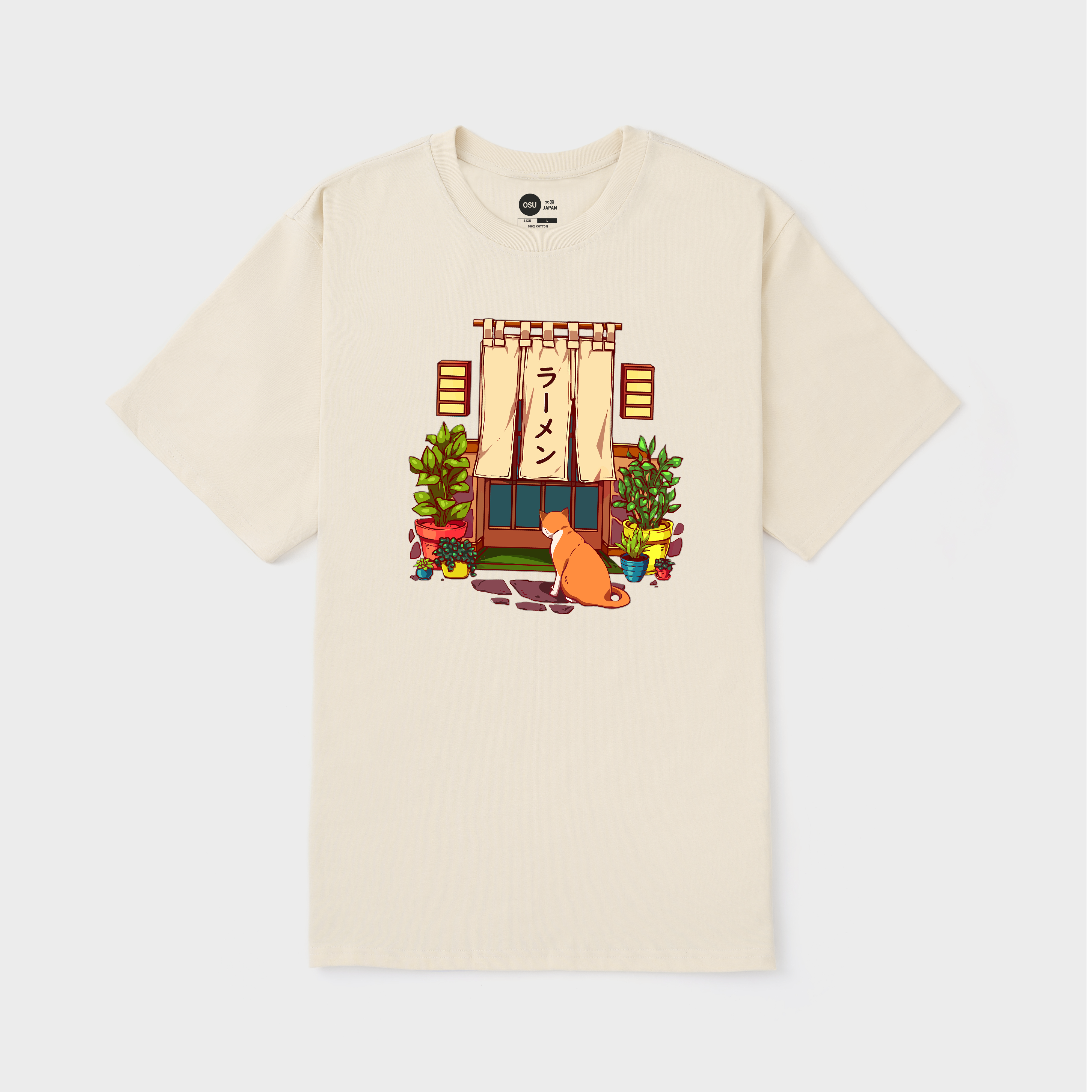 THE RED CAT AND THE JAPANESE RAMEN SHOP T-SHIRT / KEM