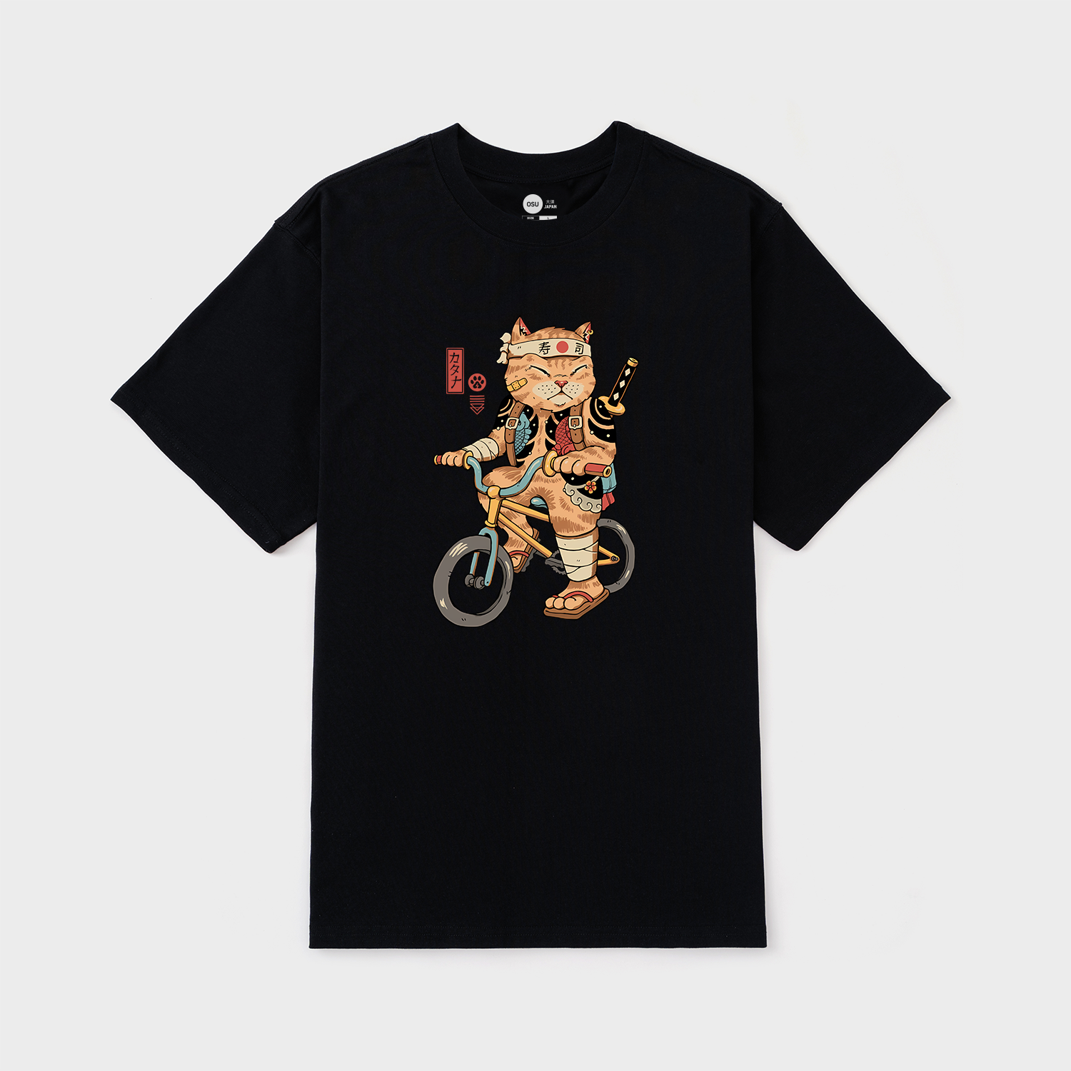 JAPANESE CAT T-SHIRT CYCLING / ĐEN