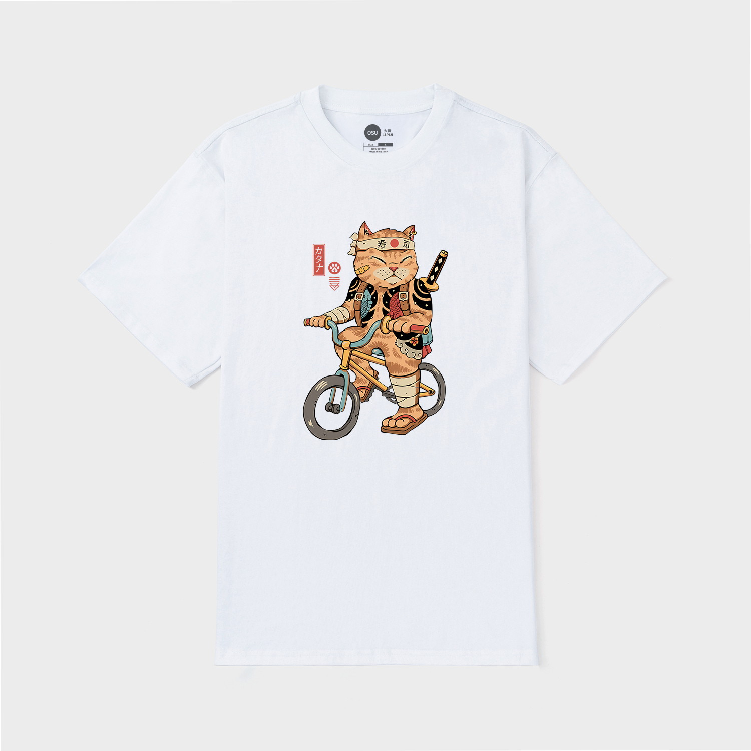 JAPANESE CAT T-SHIRT CYCLING / TRẮNG