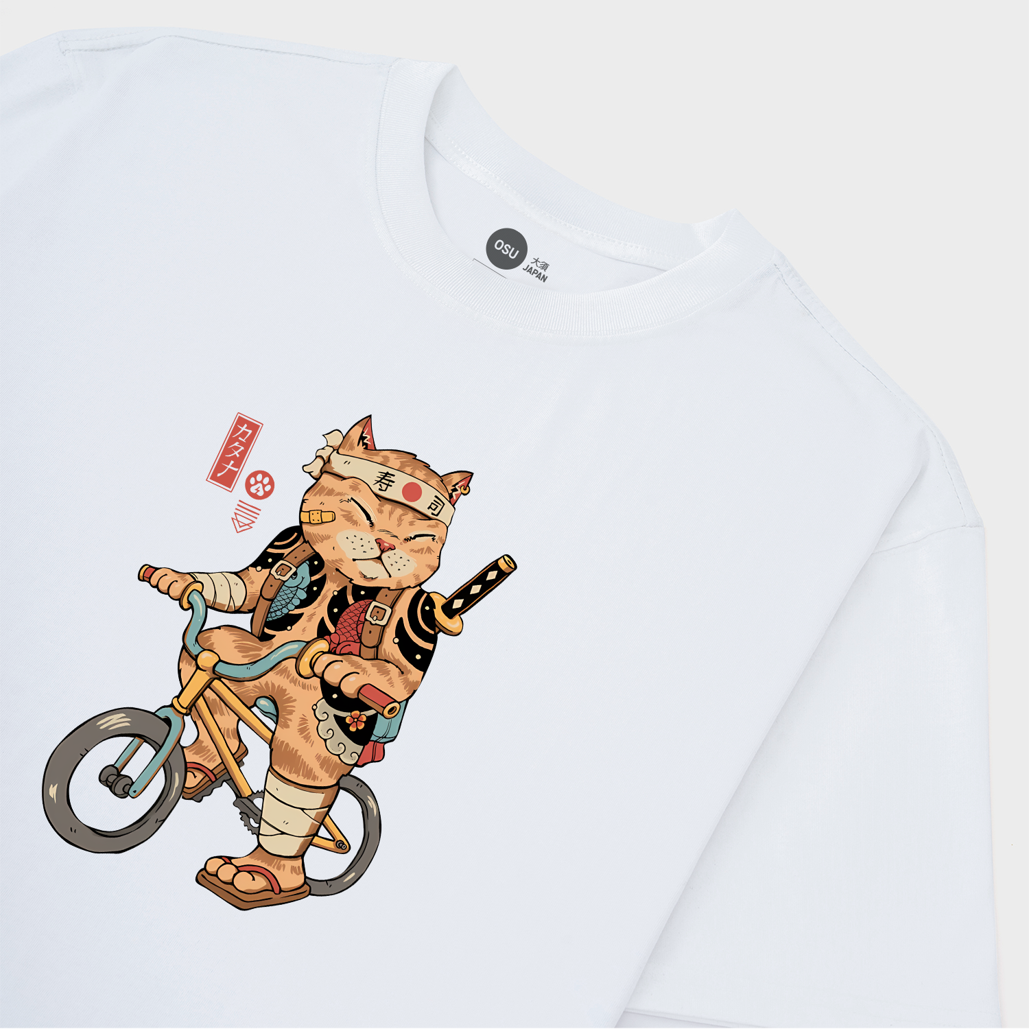 JAPANESE CAT T-SHIRT CYCLING / TRẮNG