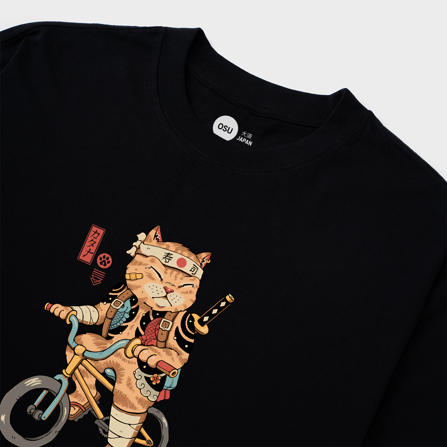 JAPANESE CAT T-SHIRT CYCLING / ĐEN