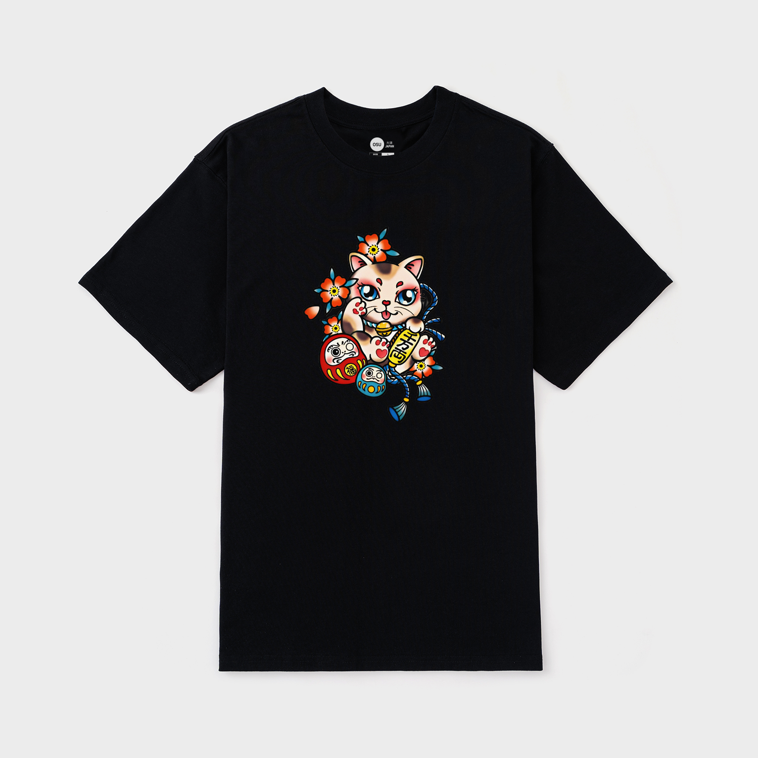 JAPANESE LUCKY CAT T-SHIRT / ĐEN