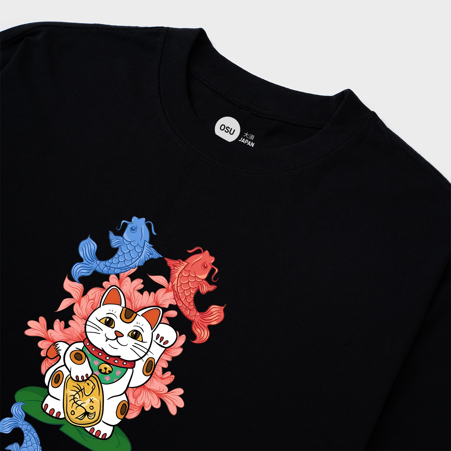 JAPANESE LUCKY CAT T-SHIRT / ĐEN