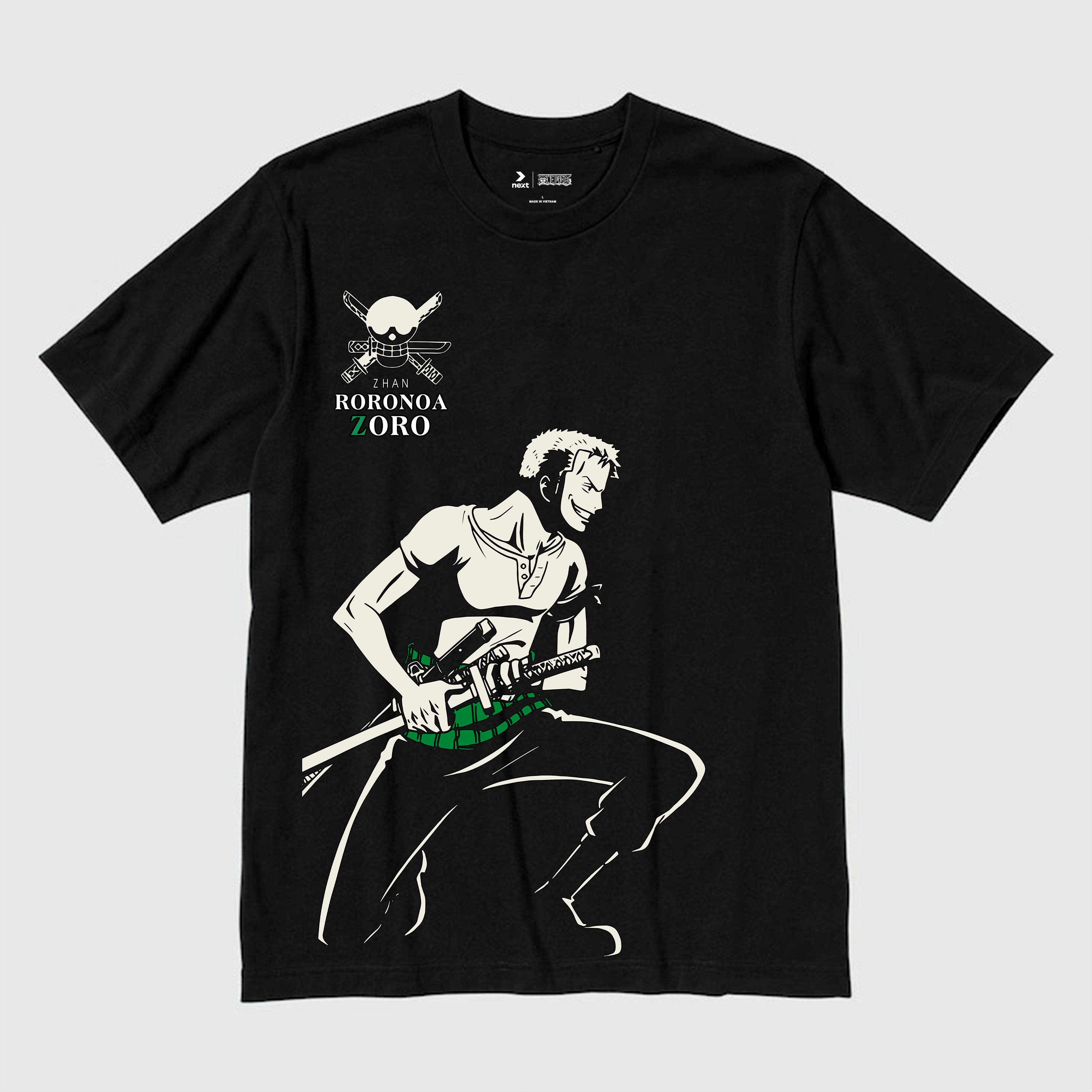 ONE PIECE RORONOA ZORO T-SHIRT / ĐEN