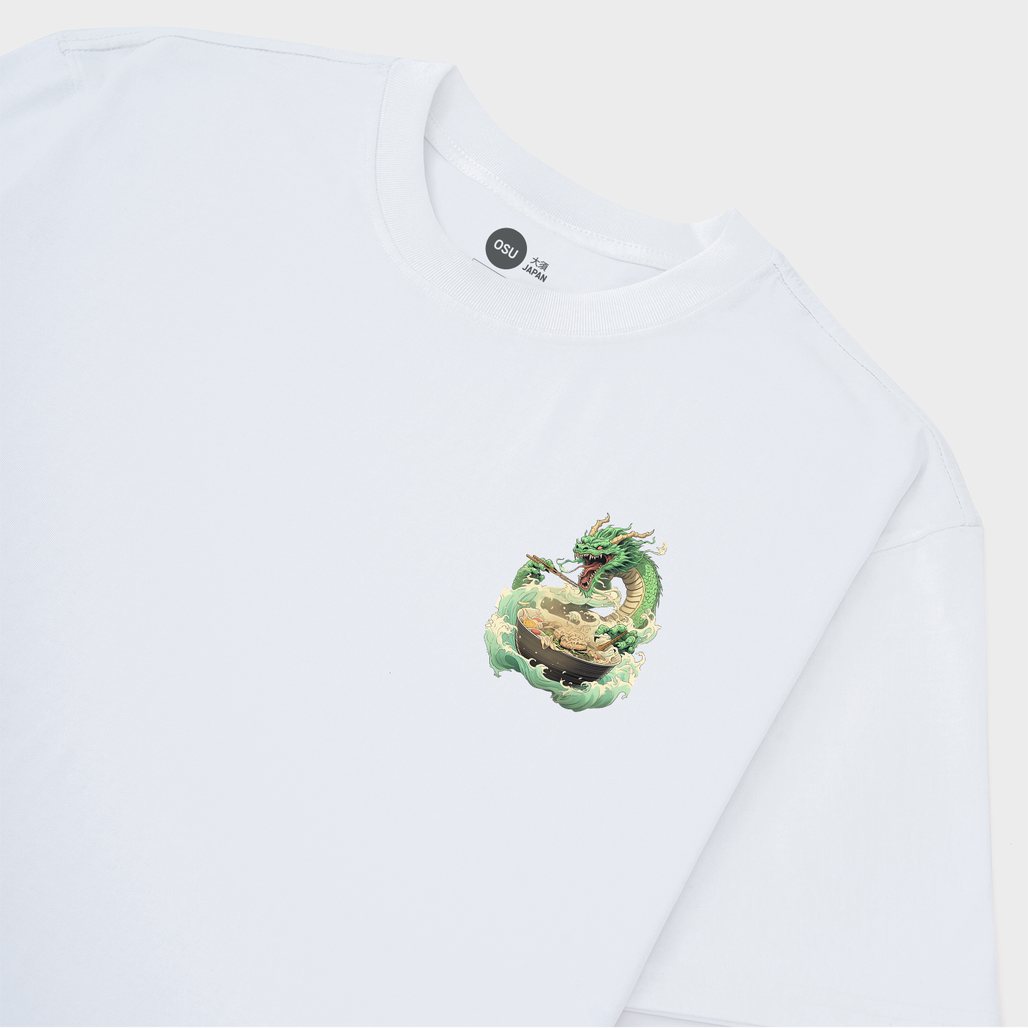 DRAGON EATING RAMEN NEO JAPANESE TRADI T-SHIRT / TRẮNG