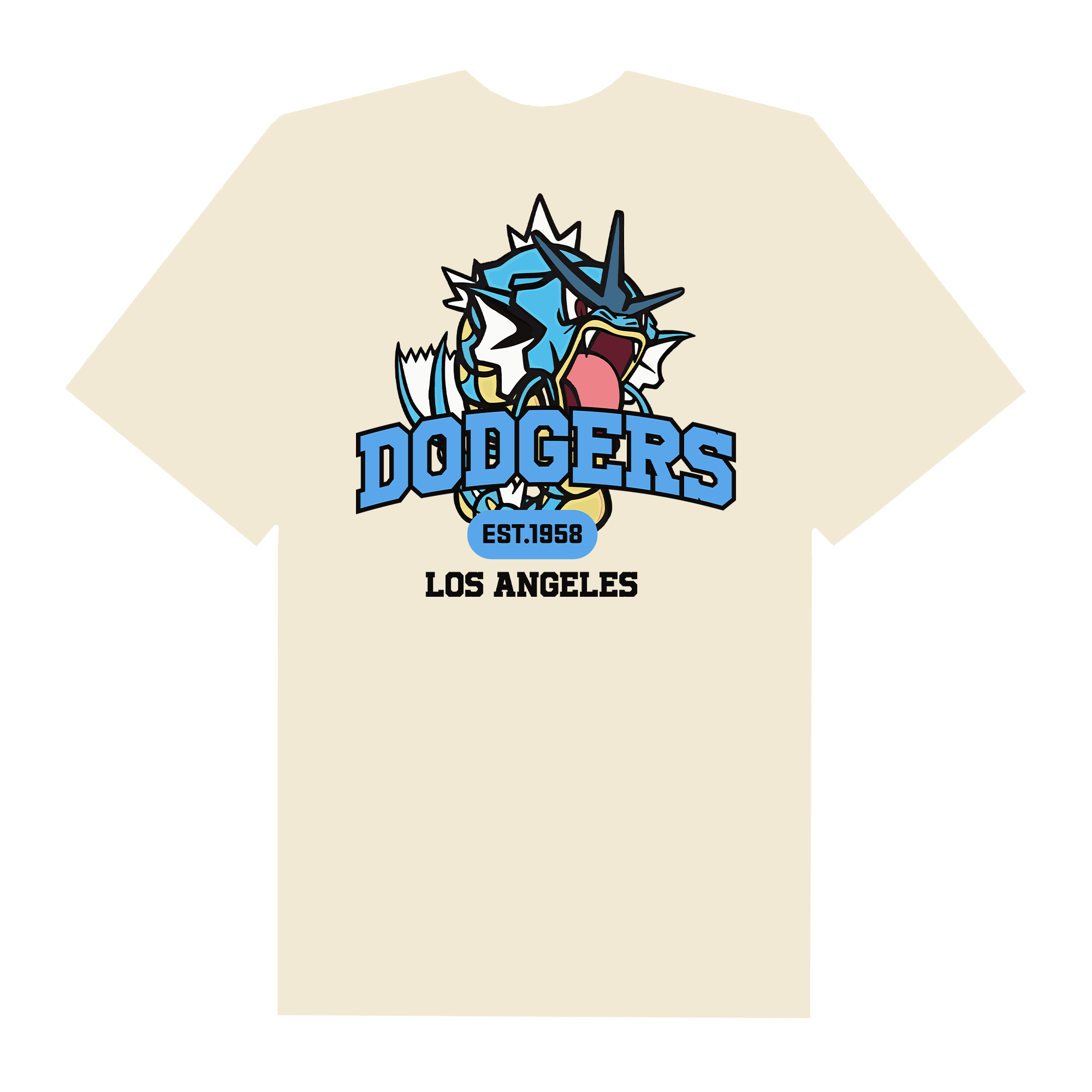 MLB Anime Pokemon Gyarados Dodgers T-Shirt