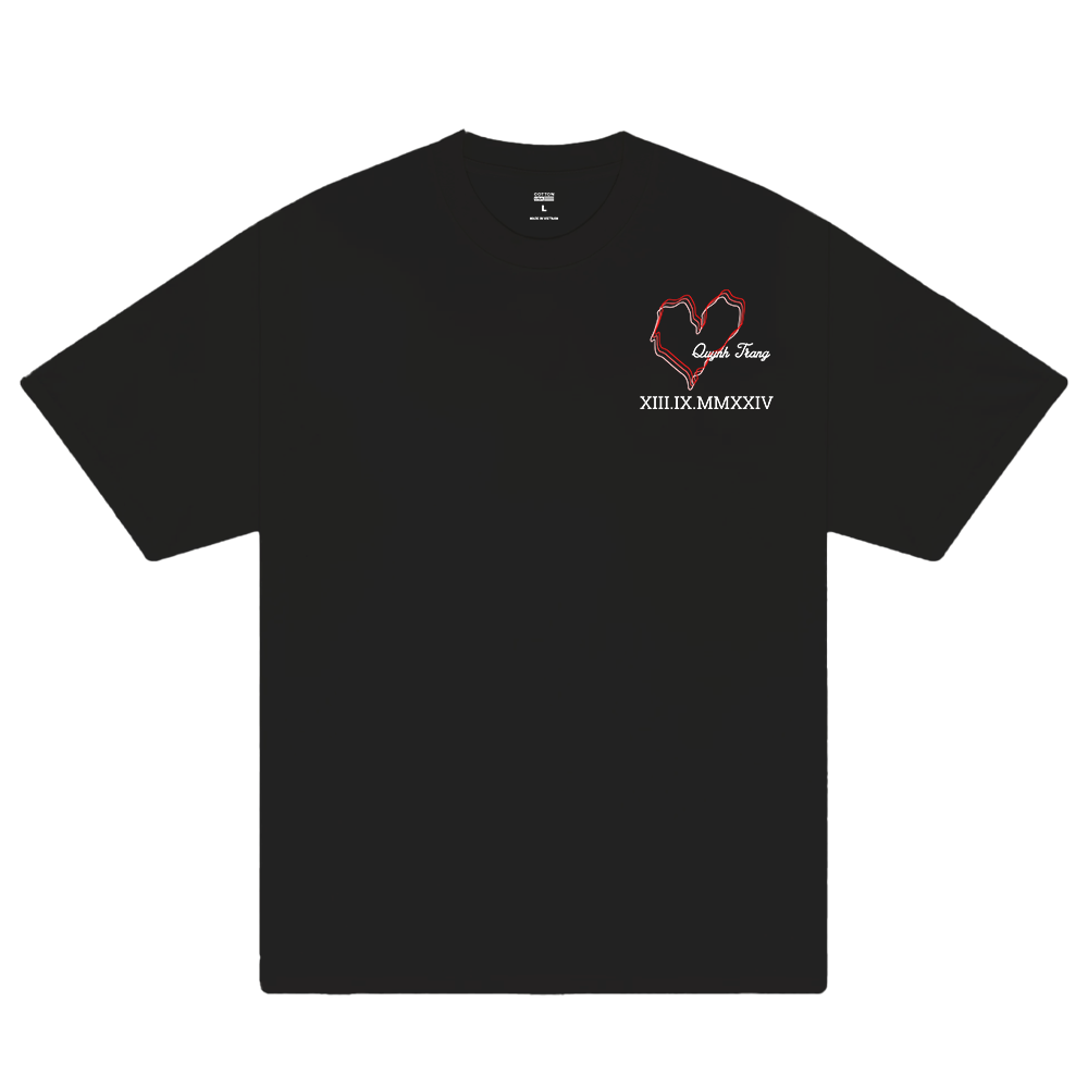 Custom Couple Heart And Number T-Shirt