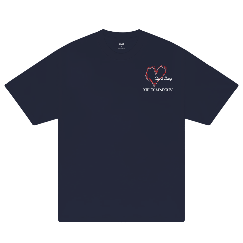 Custom Couple Heart And Number T-Shirt