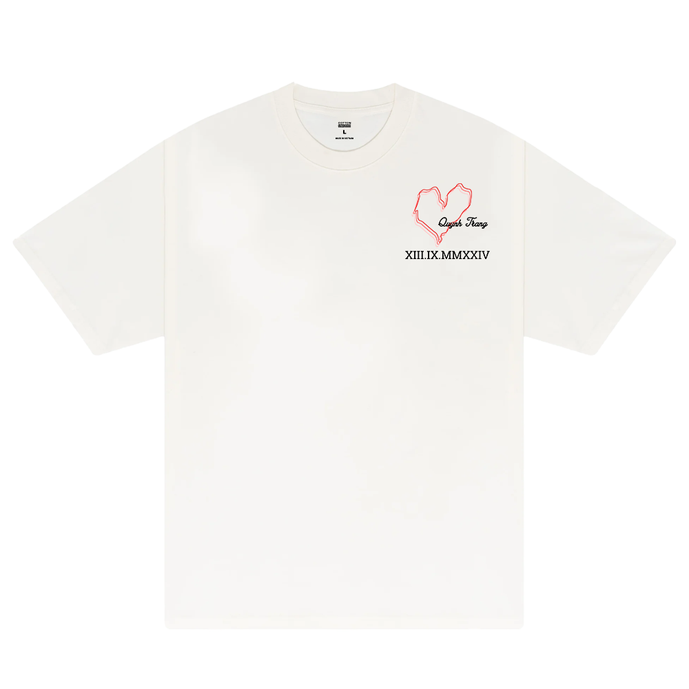 Custom Couple Heart And Number T-Shirt