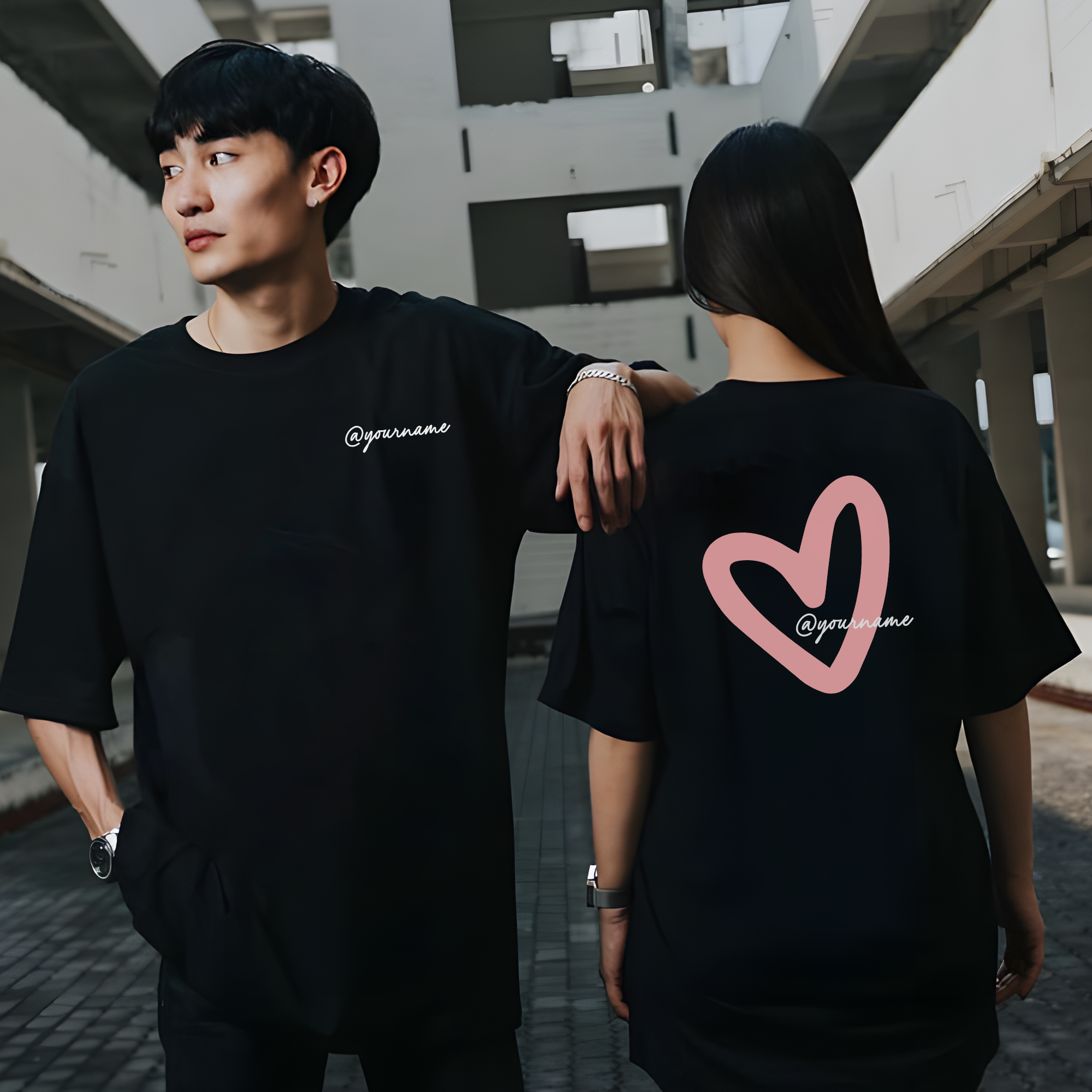 Custom Couple Heart Instagram T-Shirt