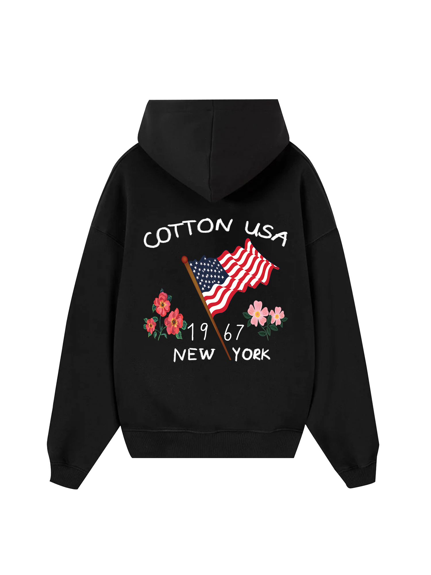 USA Floral Cotton Usa Hoodie